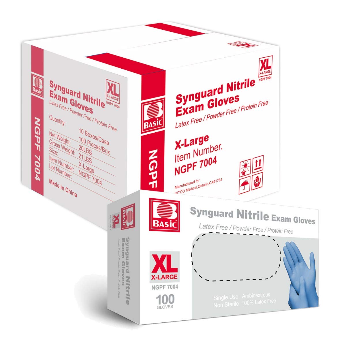 Basic Medical Blue Nitrile Exam Gloves – Latex-Free & Powder-Free – NGPF 7004…