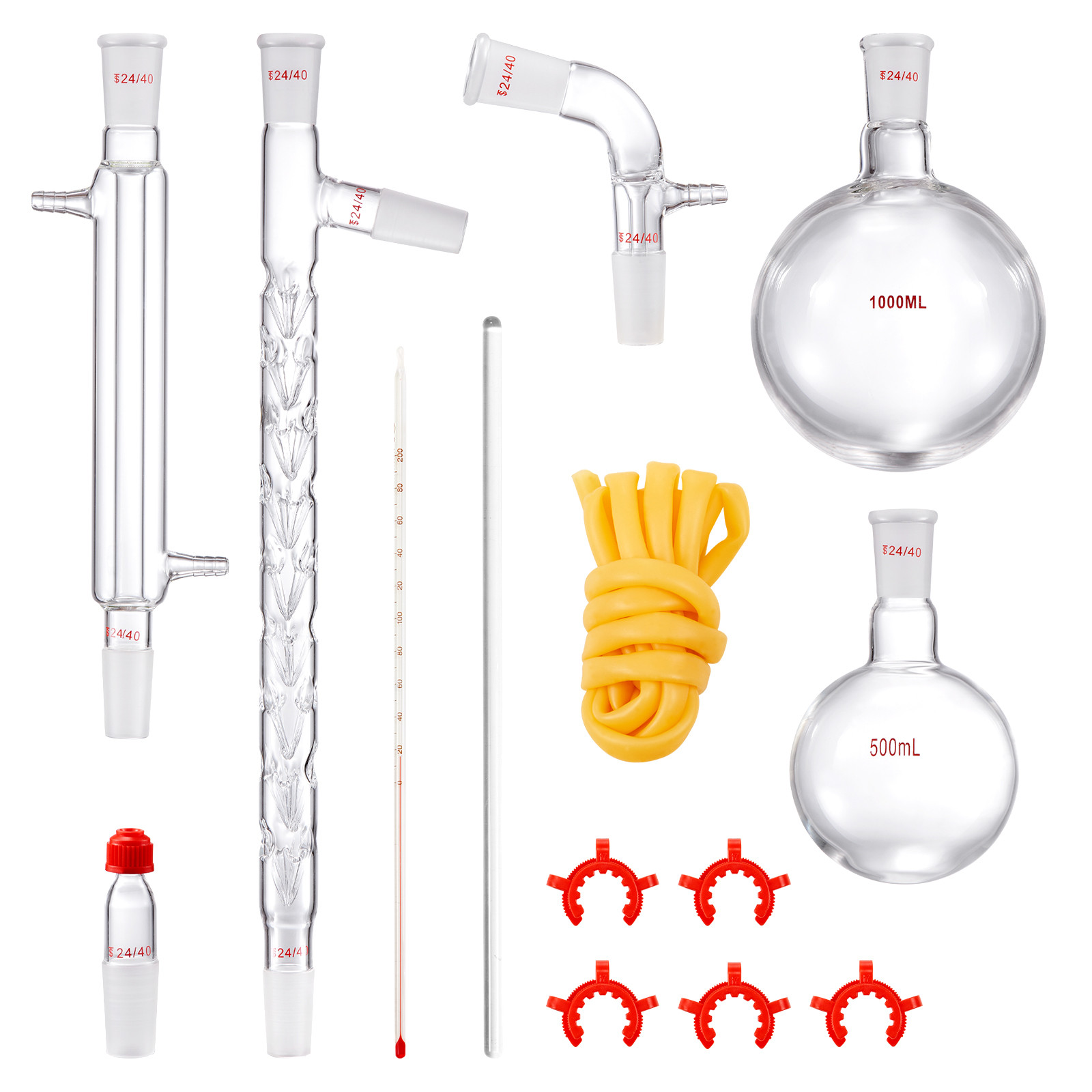 VEVOR Lab Glassware Distillation Kit 1000ml 3.3 Boro 14 pcs Glassware Equipment