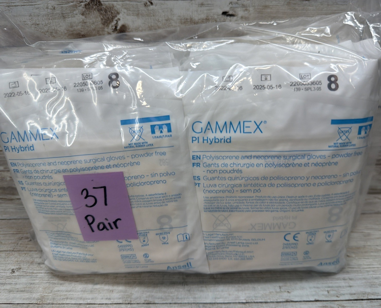 Gammex PI Hybrid Surgical Gloves Sterile Ansell *37 Pair* Size: 8 *See Date*5-25