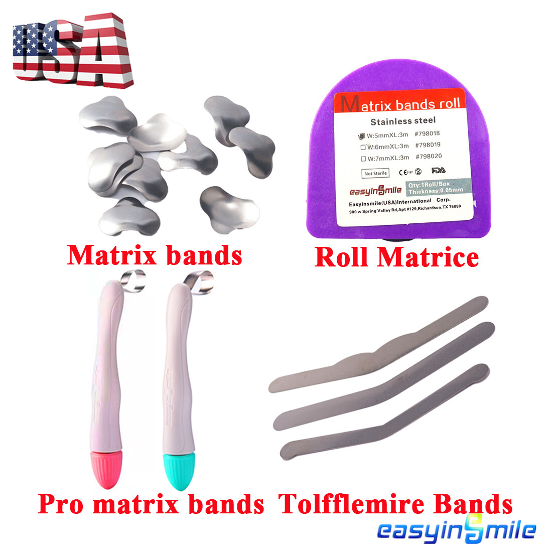 Dental Metal Matrices sectional contoured pro matrix bands tofflemire Roll bands