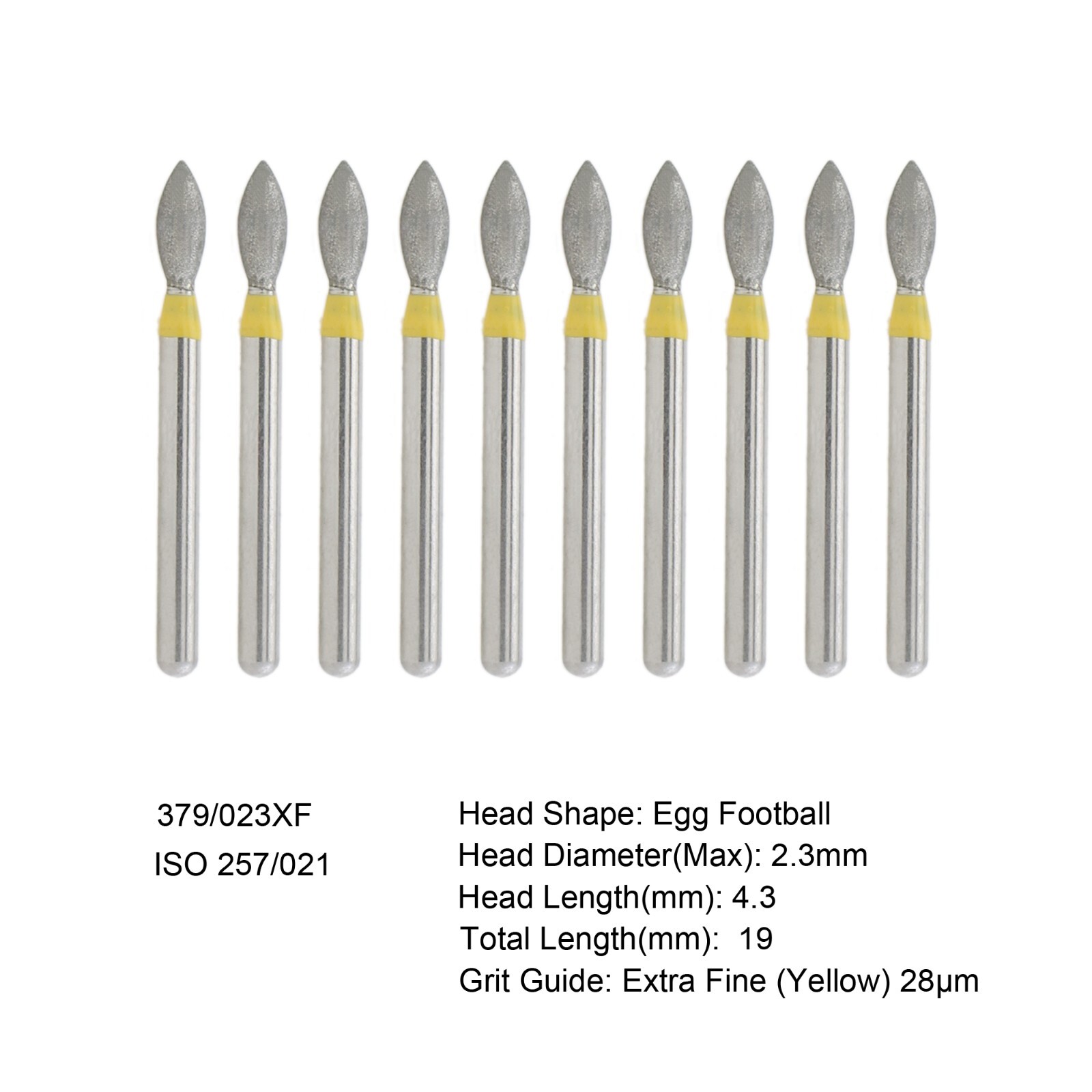 Dental Diamond Burs FG Round End Taper Pear Football Fine Coarse Grit 850 856