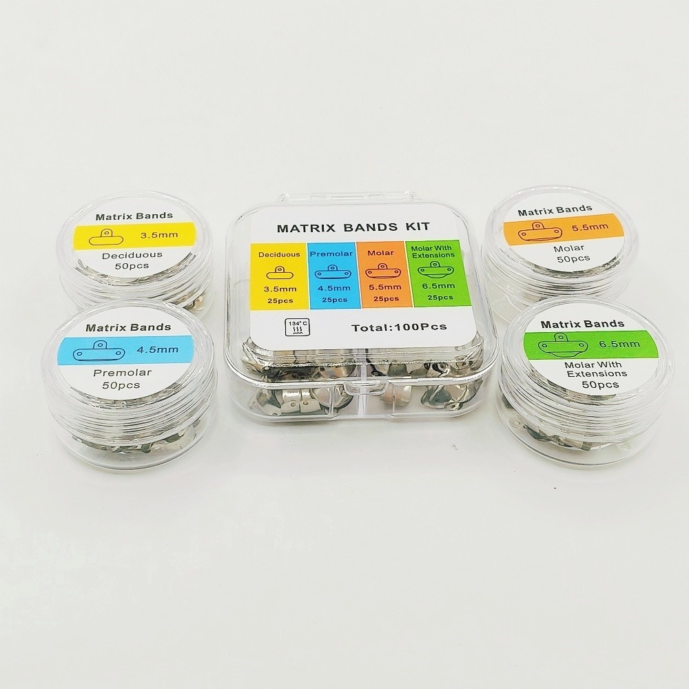 3.5-6.5mm Dental Matrix Bands Sectional Matrice Ultra-thin 0.038 mm 50Pcs/100Pcs