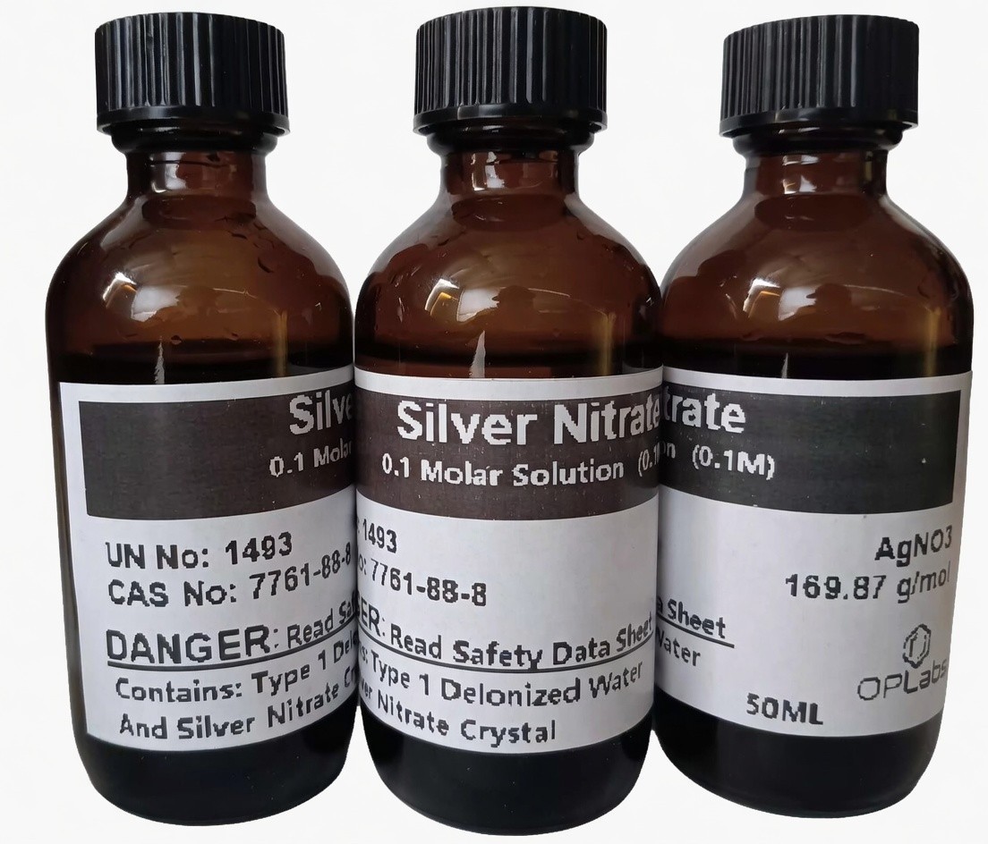 Silver Nitrate Solution, 0.1Molar, 50mL OPLabs