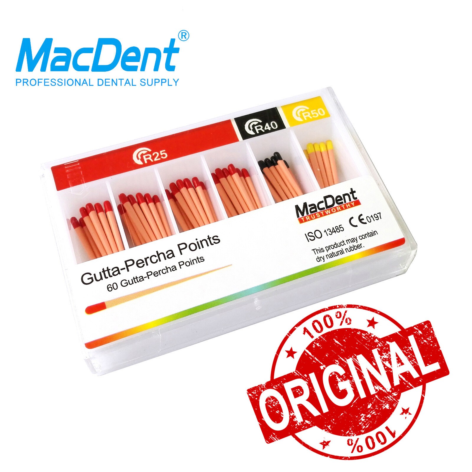 MacDent Dental Files Gutta Percha Points Absorbent Paper Tips R25 R40 R50