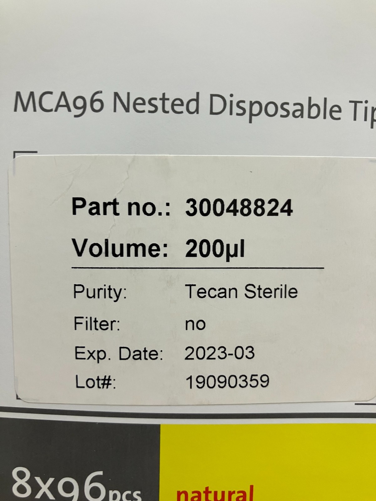 Tecan 200uL MCA96 Nested Disposable Pipette Tips (40×96) 30048824
