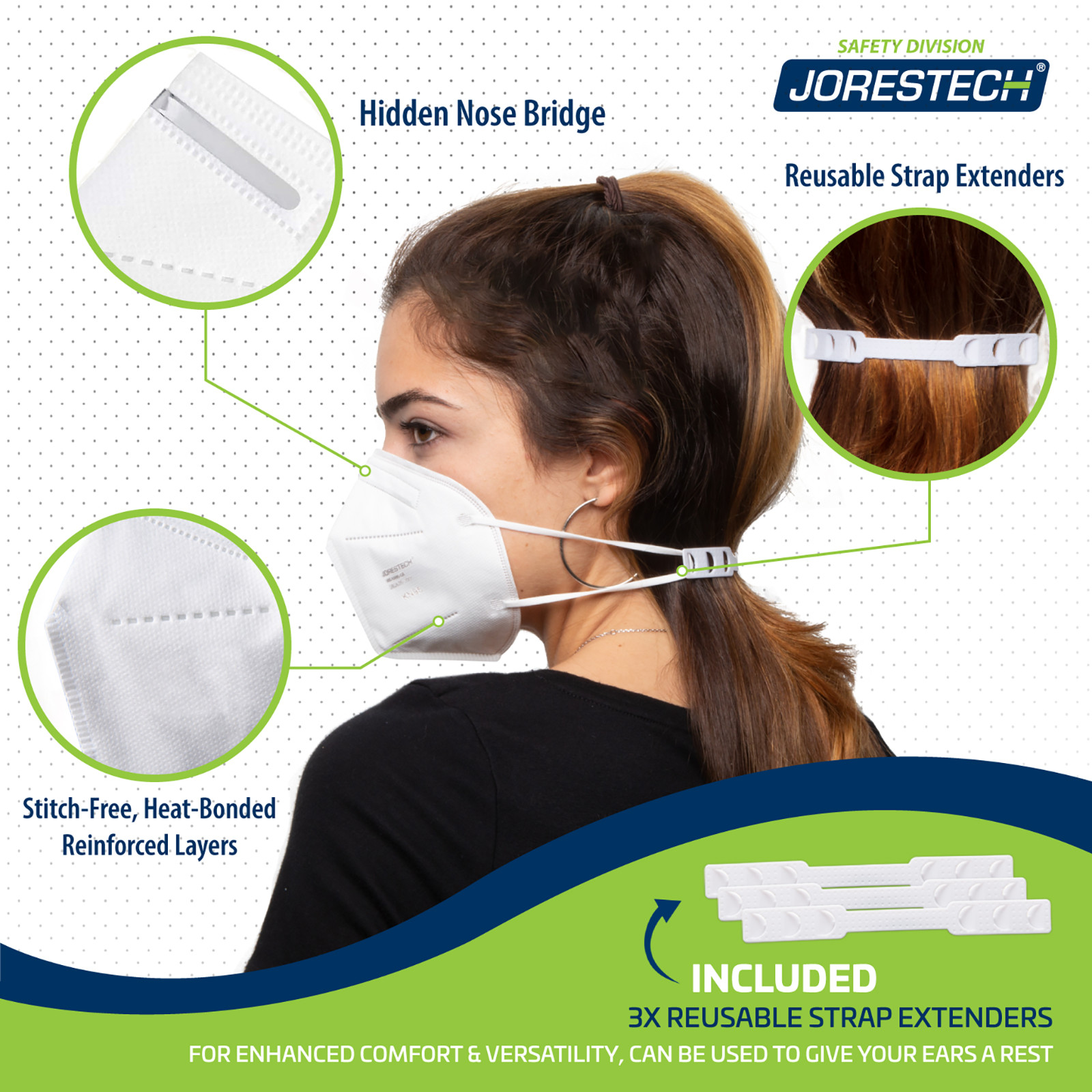 [20PCs] 4 Layer KN95 Disposable Face Mask Headband Style Individually Wrapped