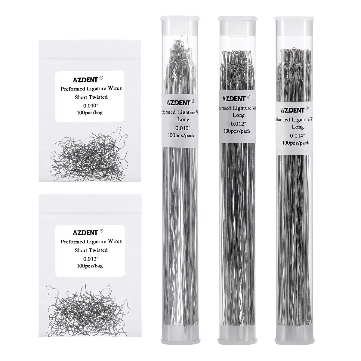 100pcs/Pack Dental Ortho Preformed Ligature Wire Ligature Ties Long Short