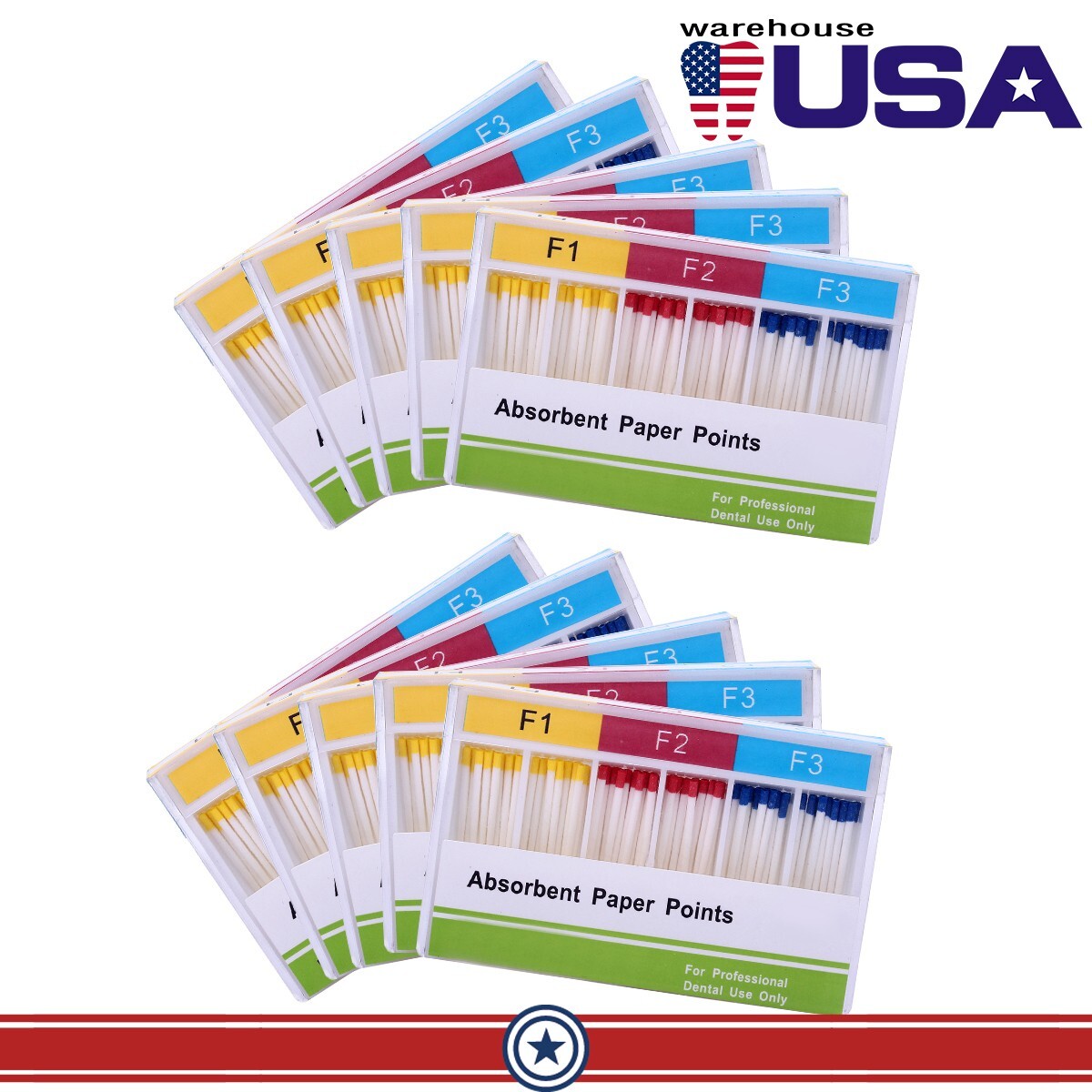 10X AZDENT Dental Endodontic Root Canal Absorbent Paper Points F1 F2 F3 USA