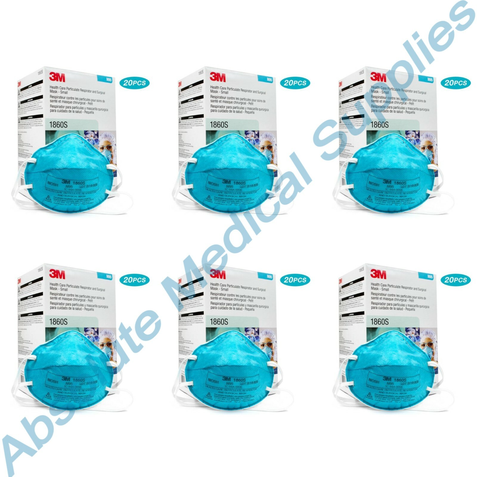 *120-Pieces* 3M N95 Health Care Particulate Respirator Surgical Face Mask 1860S