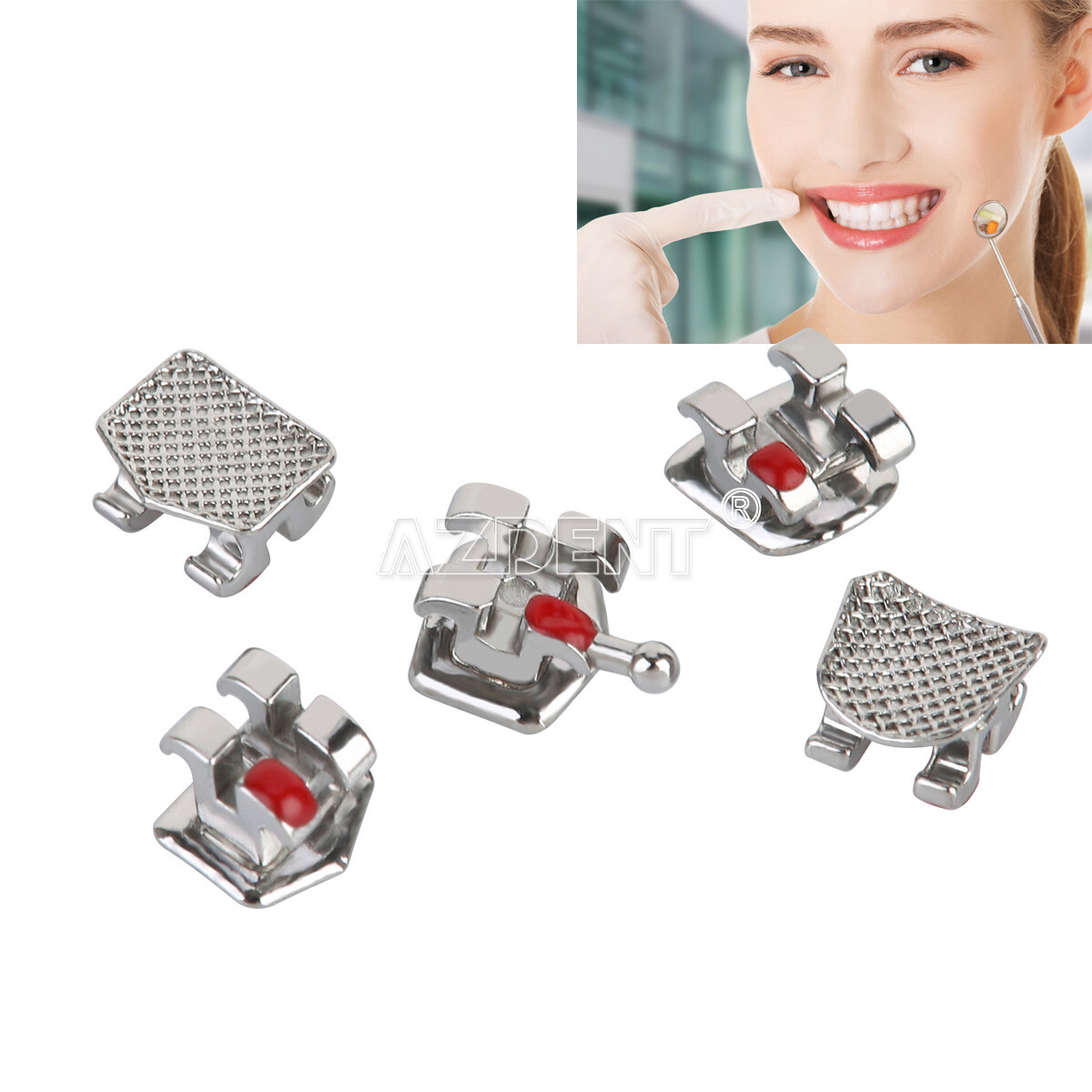 10Packs Dental Orthodontic Metal Brackets Braces Standard MBT.022 Hooks 3 AZDENT