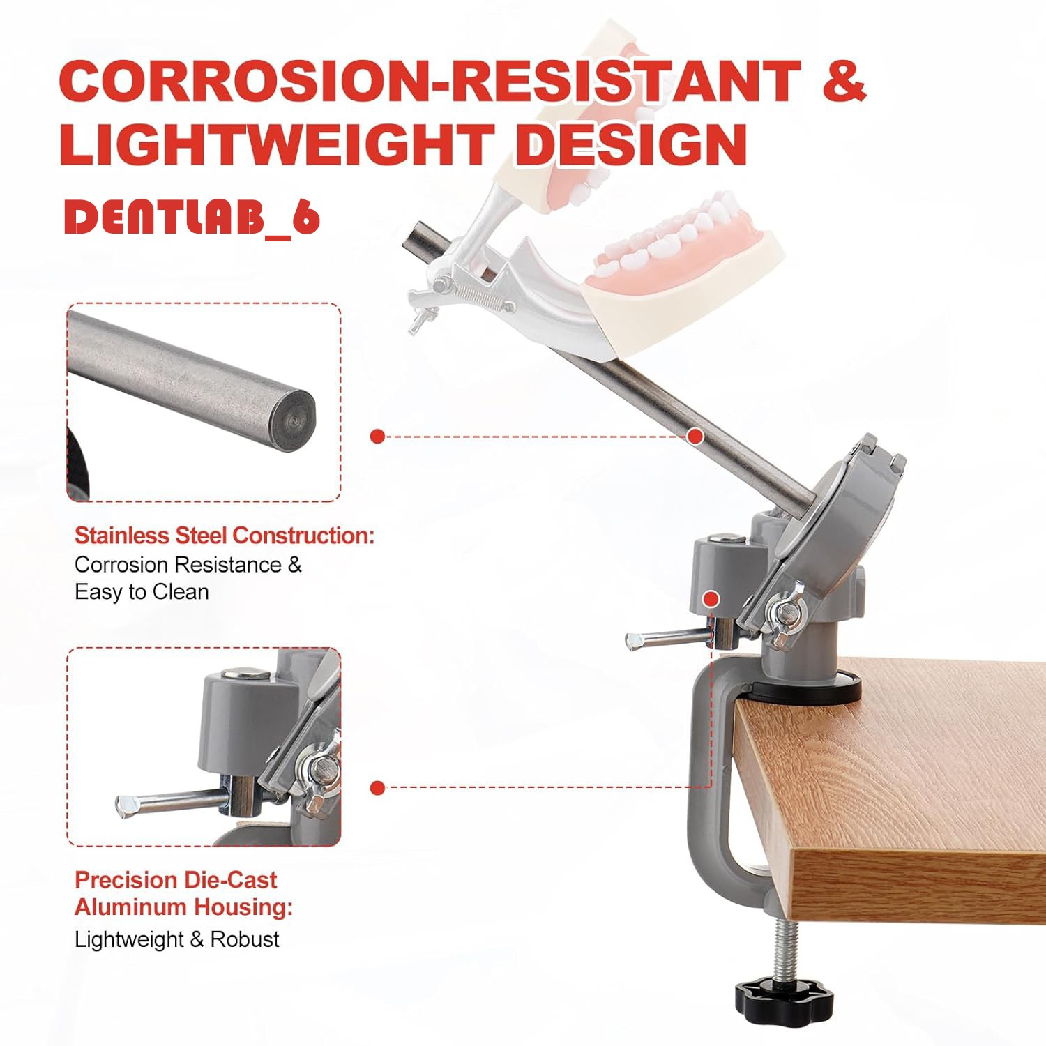 Dental Typodont Mounting Pole Implant Pole 360° Dental Simulator not Teeth Model