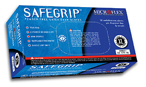 Microflex SG-375 SafeGrip X-Large Disposable Latex Blue Exam Gloves – 500pk
