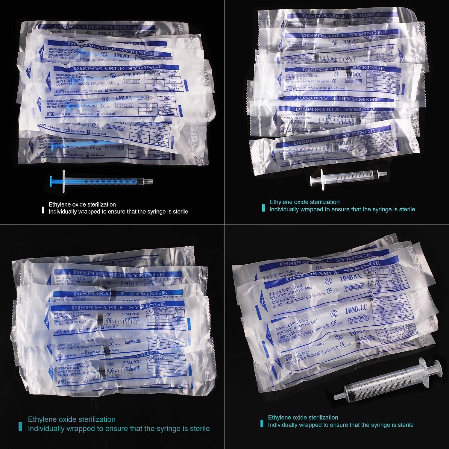 20Pack 1ml / 3ml / 5ml / 10ml Syringe Without Needle – Small Plastic Syringes