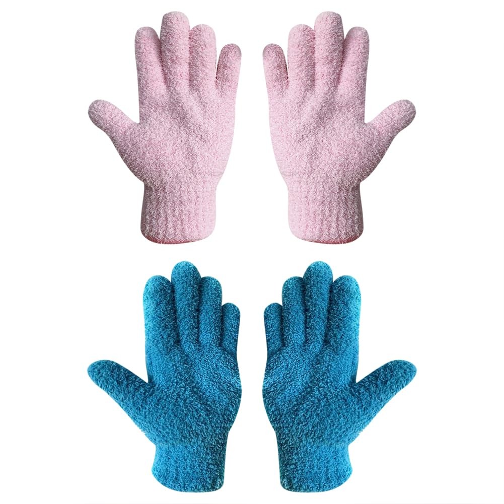 2 Pairs Microfiber Dusting Gloves for Plants Reusable Washable Cleaning Glove