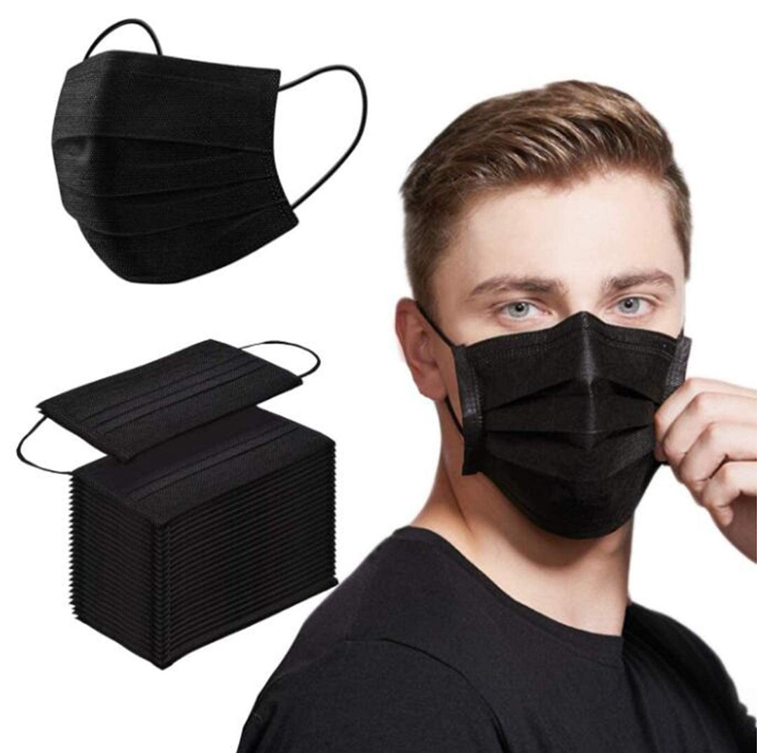 50 Pcs [Black] 3-Ply Face Mask Disposable Non-Medical Mouth Cover