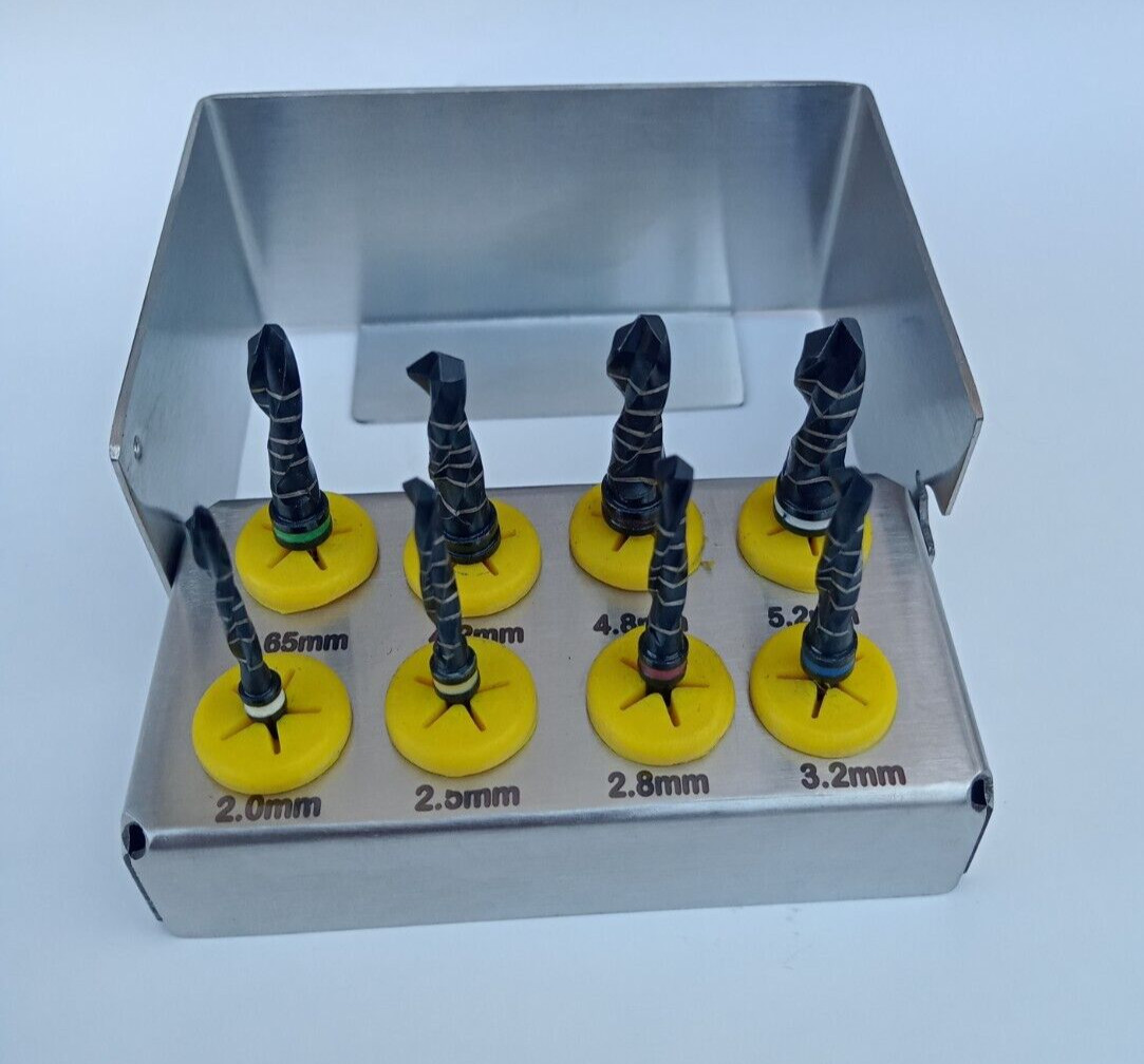 8Pcs Titanium-Coated Drill Kit – Dental Lab / Educational Use CE