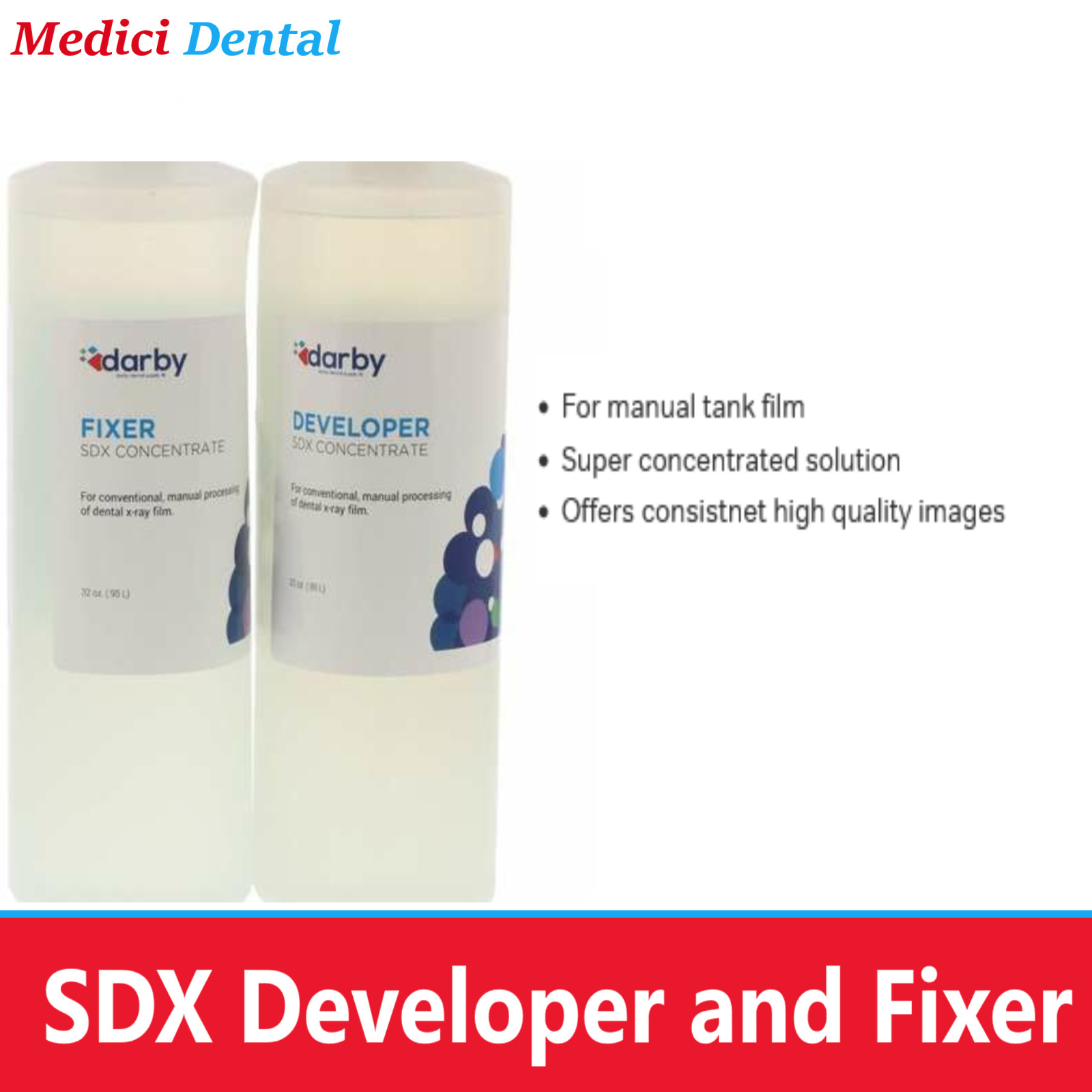Dental SDX Developer and Fixer For Manual Tank film Concentrated Solution, 2/Pk