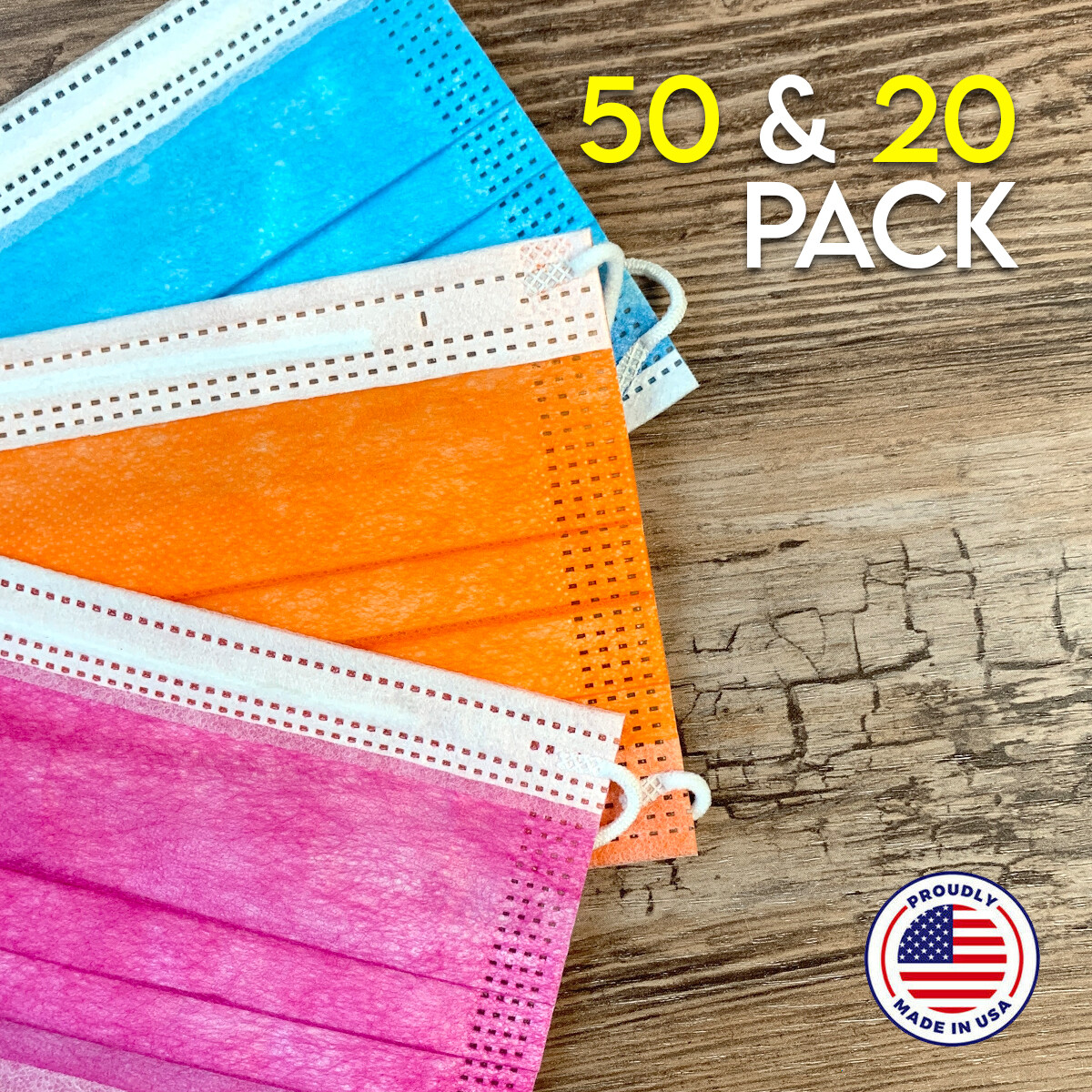 3 Layers Breathable Disposable Face Mask 10, 20 & 50 Pack – Made in USA