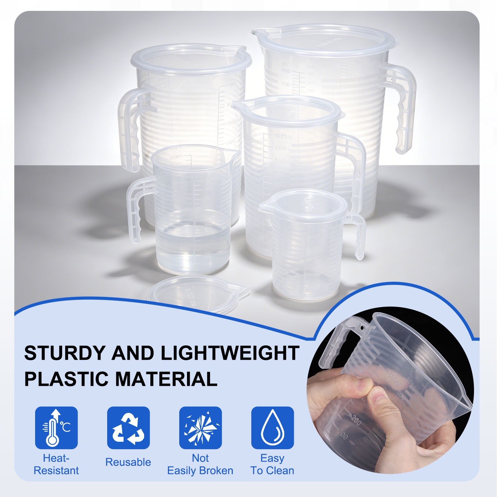3500ml PP Double-Sided Scale Graduated Beaker with Handle and Lid