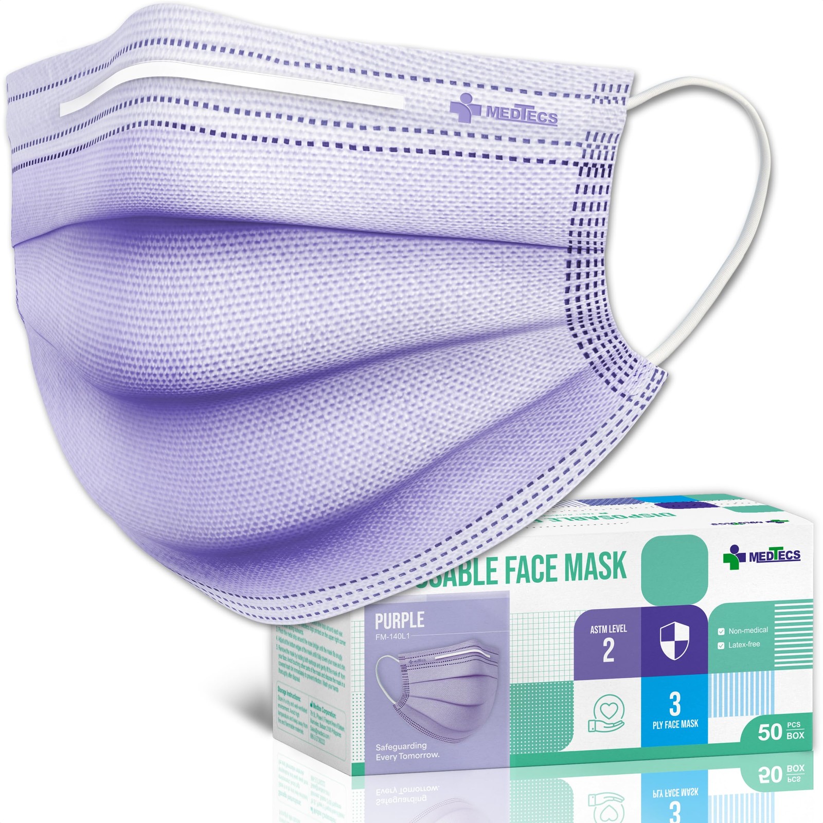 Medtecs Face Mask Disposable – Available in 50 & Adult – 50PC, 05. Purple