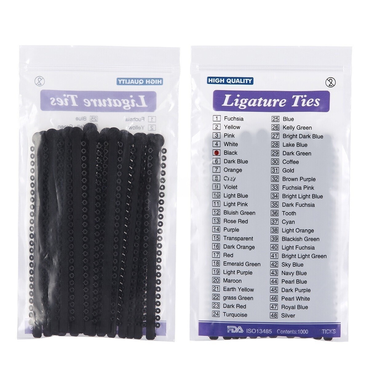 1000 Pcs Dental Ligature Ties Elastic Rubber Bands O-Rings Transparent/Black Kit