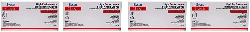 Sysco Classic Black Nitrile Gloves 100 Count Extra Large Food Service Gloves