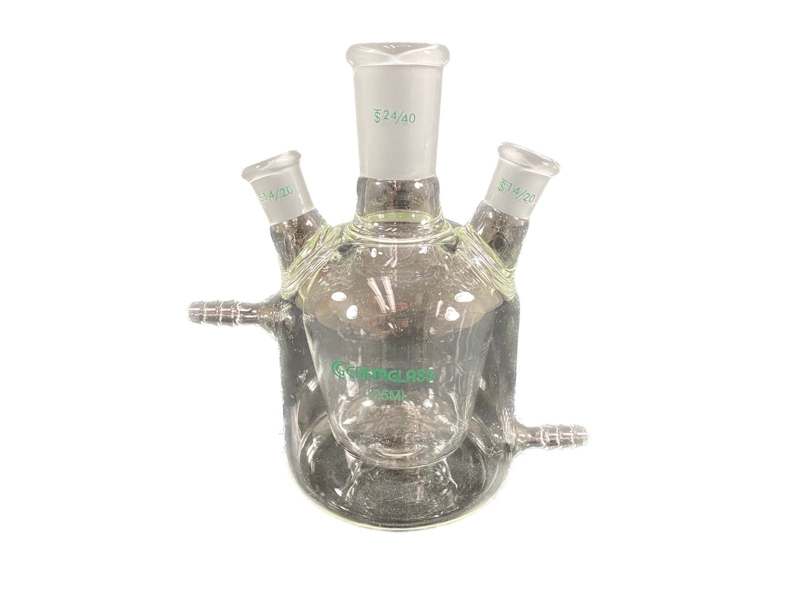 CHEMGLASS 125mL 3-Neck 24/40 14/20 European Taper Jacketed Flask CG-1576-02 #2