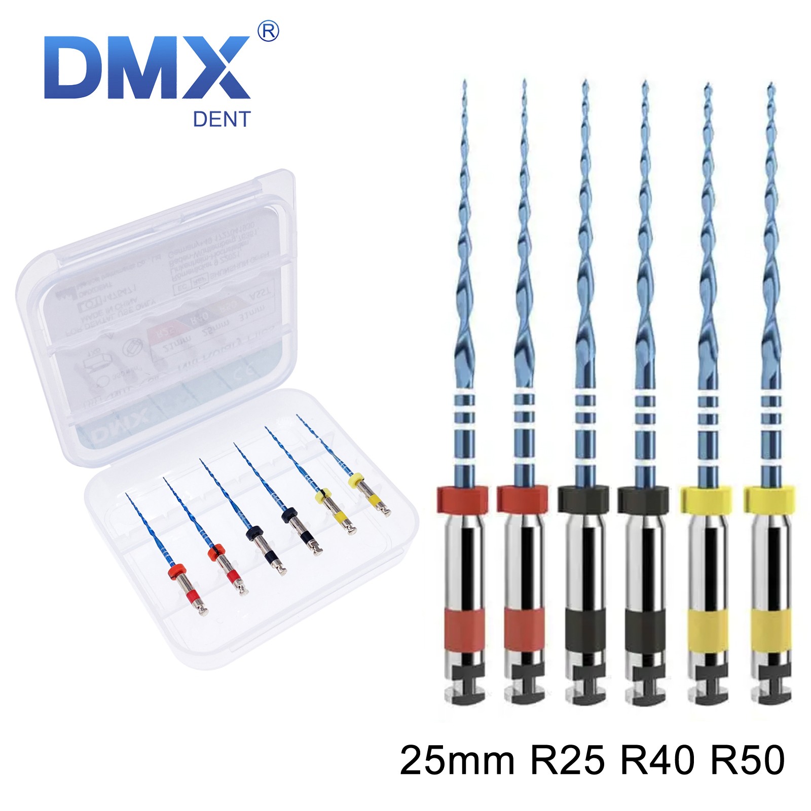 DMXDENT RECIPROC Blue Dental Endo NiTi File ASSORTED 25mm 6pcs/pack