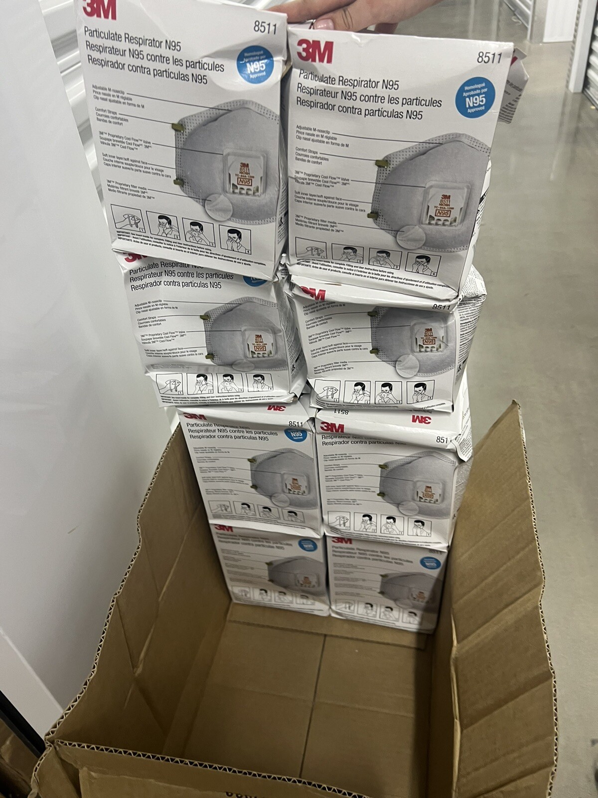 3M 8511 N95 Disposable Particulate Respirator Protection Exhalation Valve 80 Pk