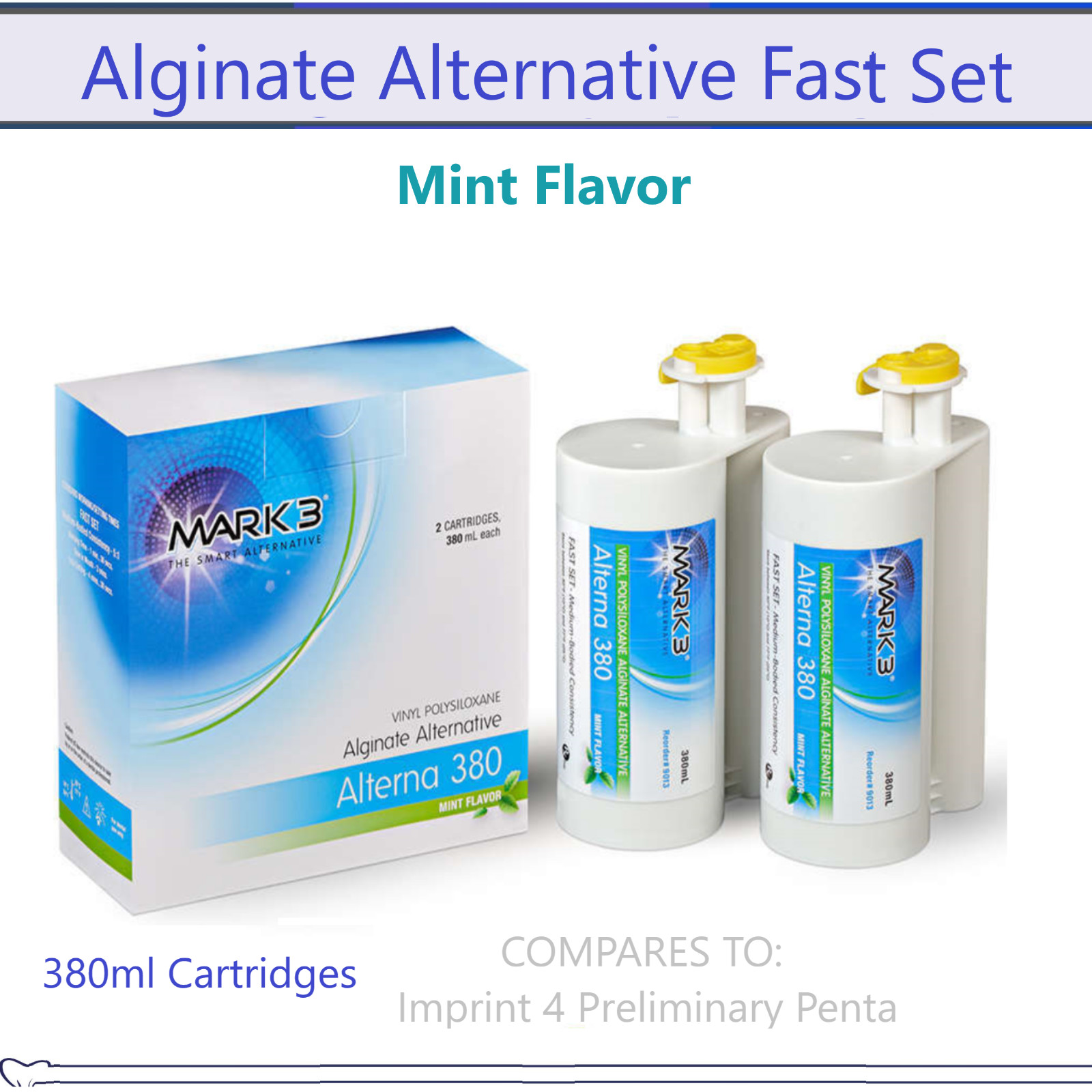 Dental Alginate Substitute Alternative Upto 8 x 50mL Cartridges, Fast Set – Mint