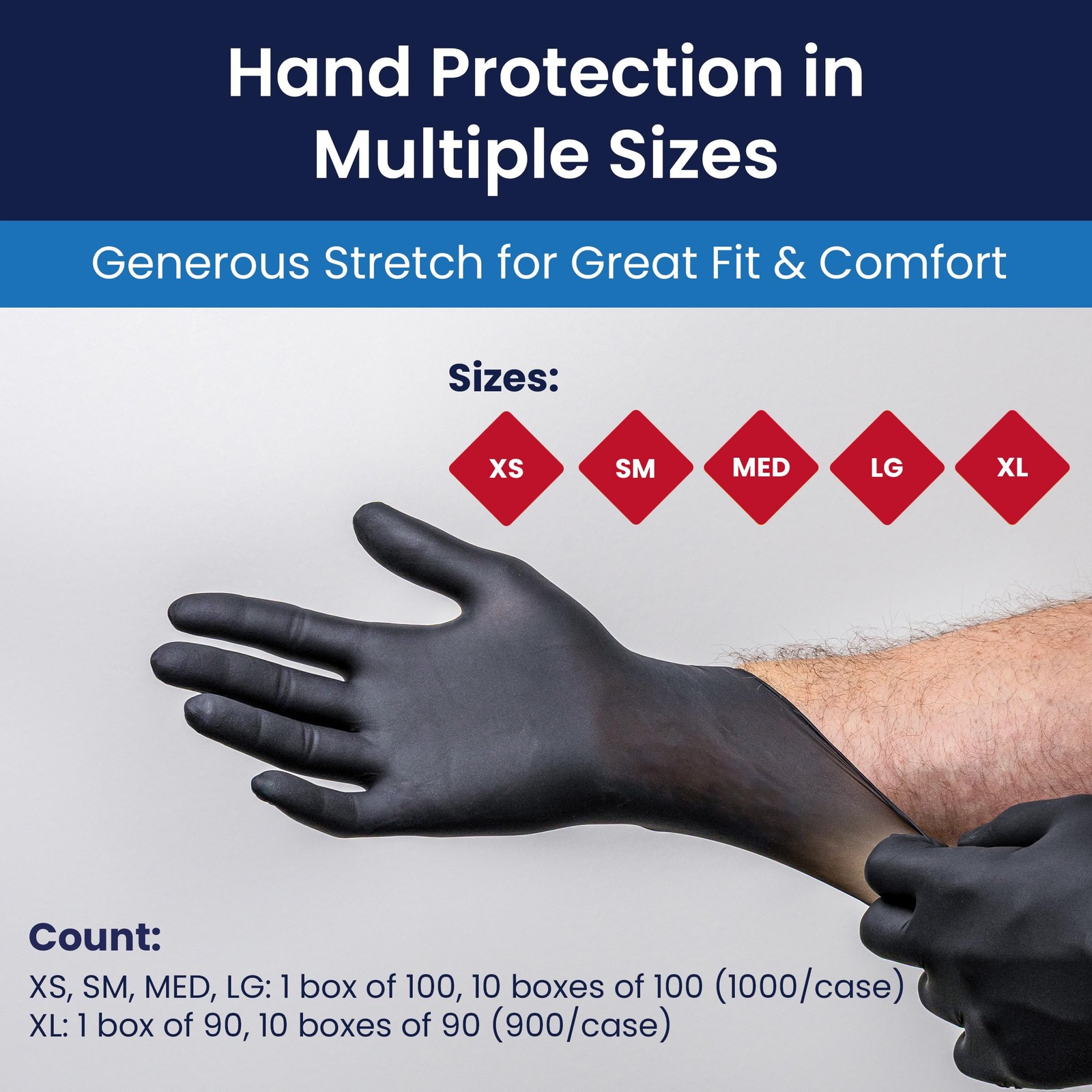 Adenna Night Angel 4 Mil Nitrile Powder Free Exam Gloves (Black Apparel