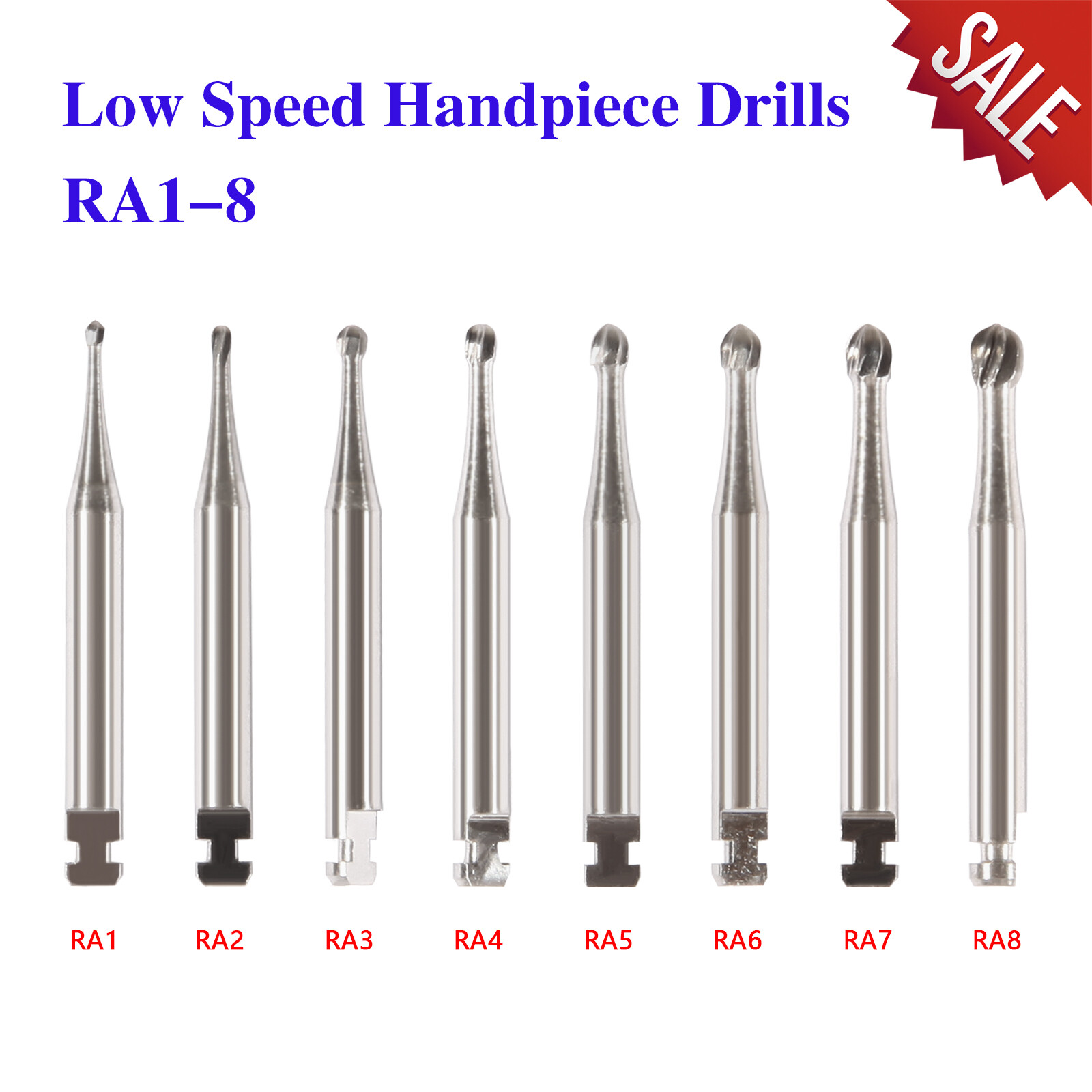 DENTAL Round Carbide Burs for Slow Low Speed Handpiece Latch RA1-RA8 5pcs/kit ty