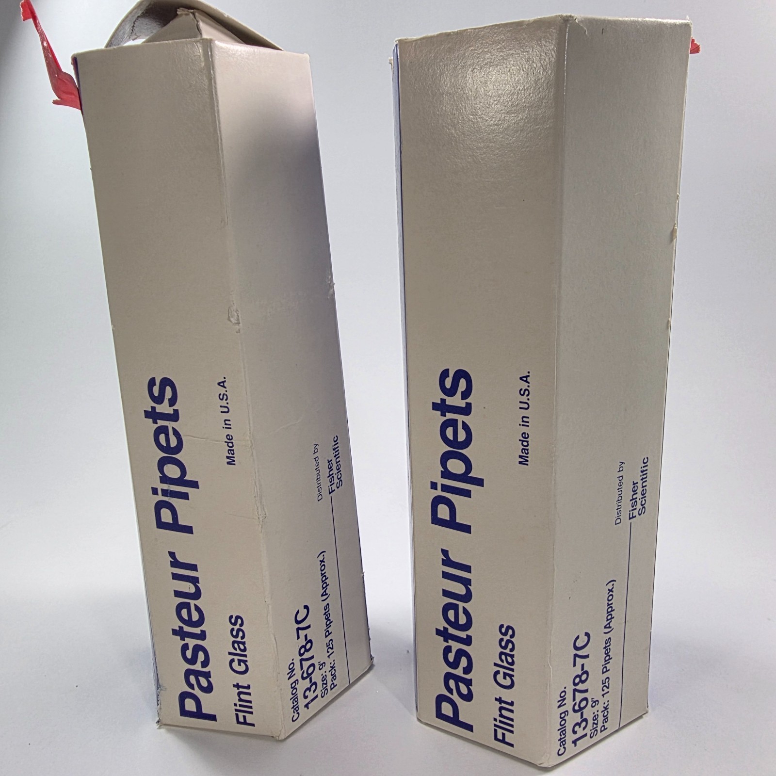 Lot of 2 Fisherbrand 13-678-7C Pasteur Pipets 9″ Flint Glass Approx. 250 Total