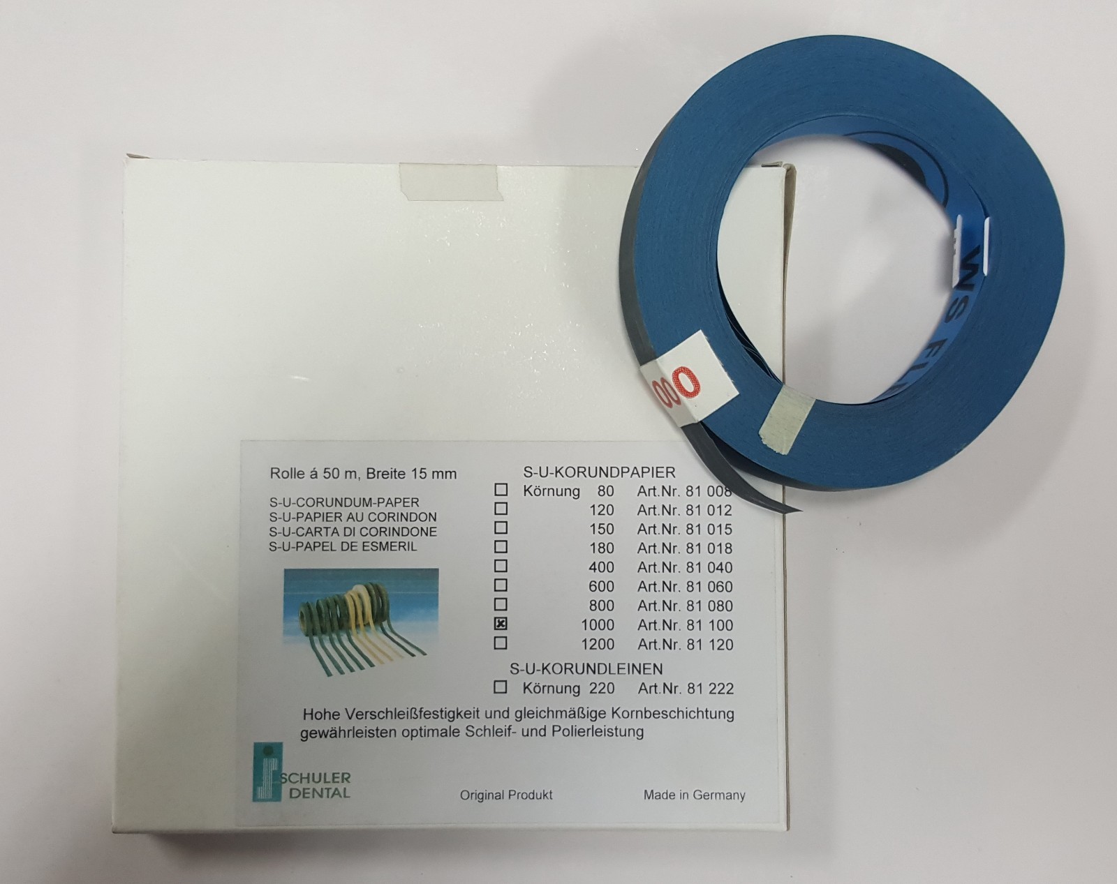 Schuler Dental Lab S-U CORUNDUM PAPER polishing 1000 50 m roll Germany
