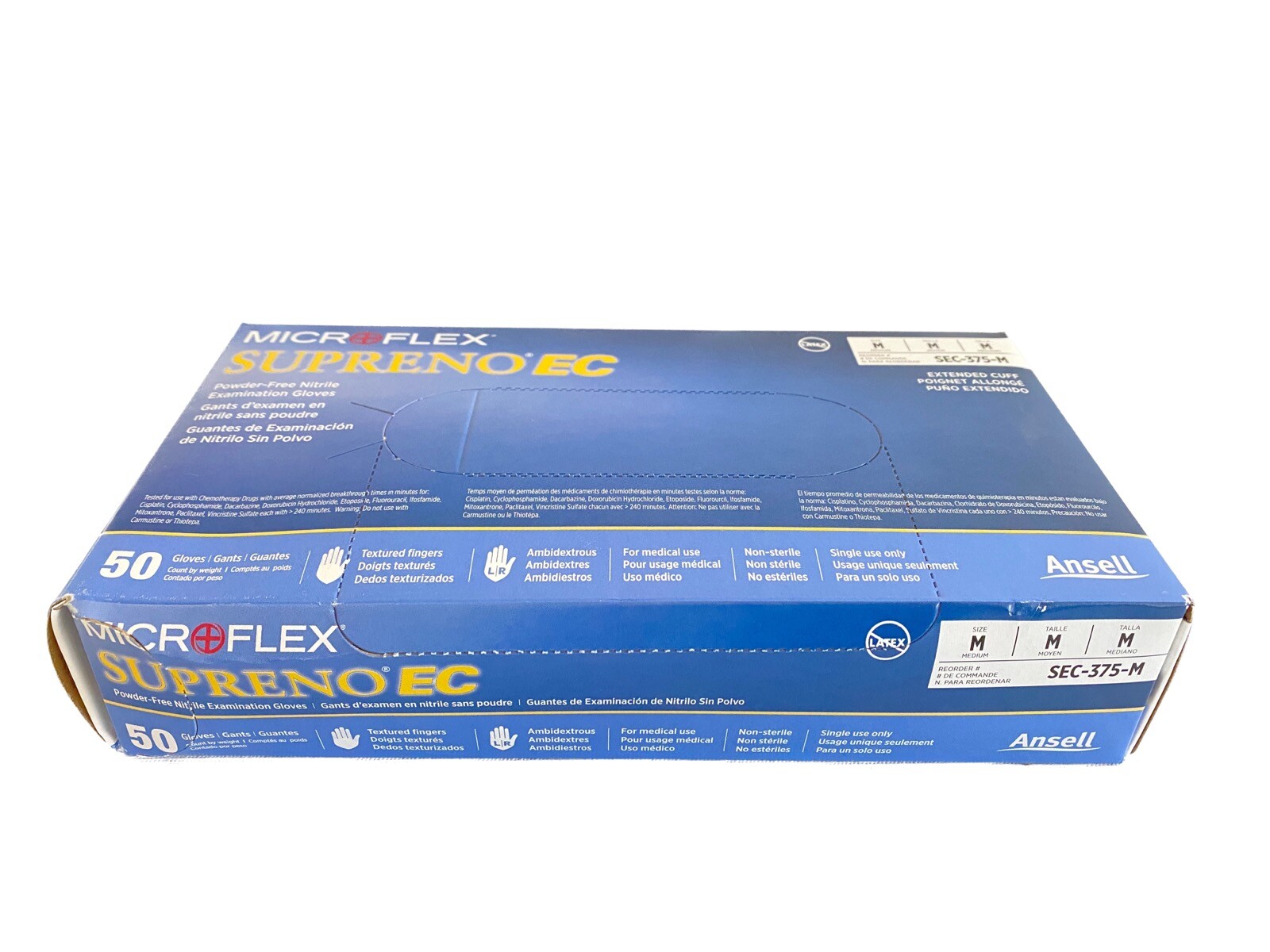 (50/Pk) ANSELL Microflex Supreno EC Nitrile Exam Gloves – Medium – Violet Blue