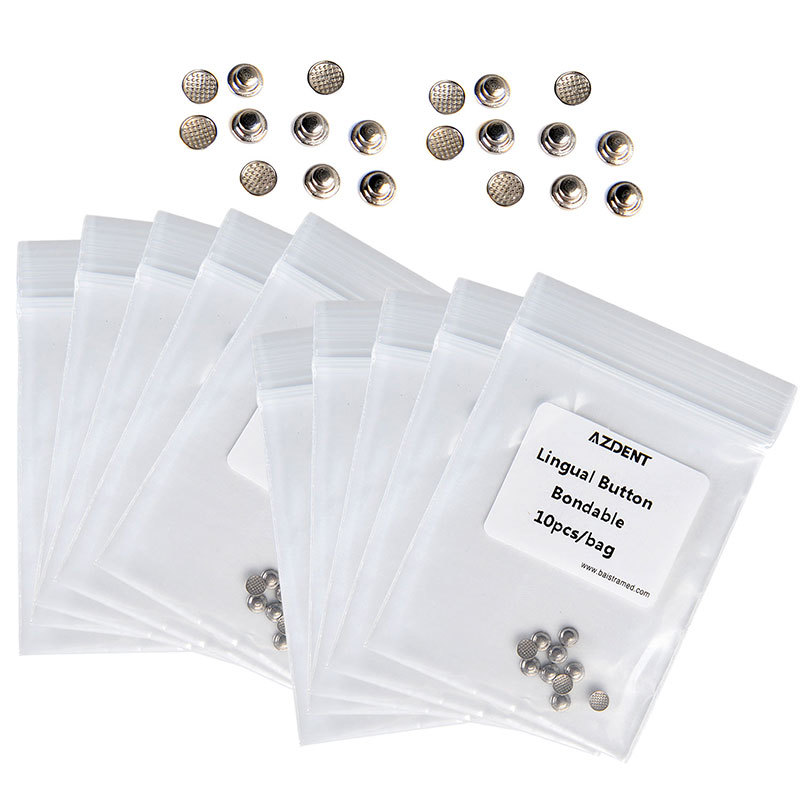 100Packs AZDENT Dental Orthodontic Bondable Lingual Buttons Round Base 10pc/pack