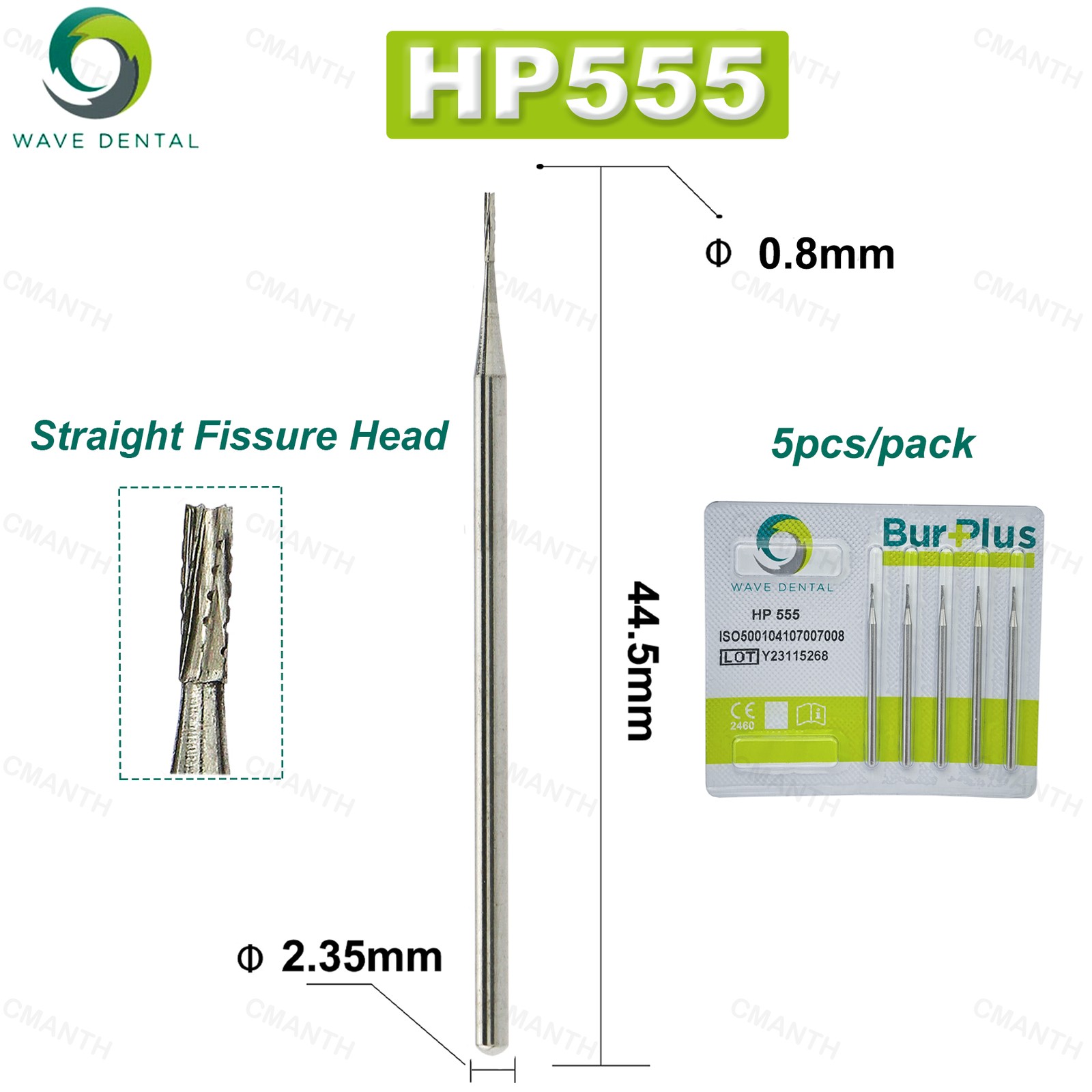 US WAVE Drill Dental Tungsten Carbide Burs HP 2.35mm For Straight Handpiece