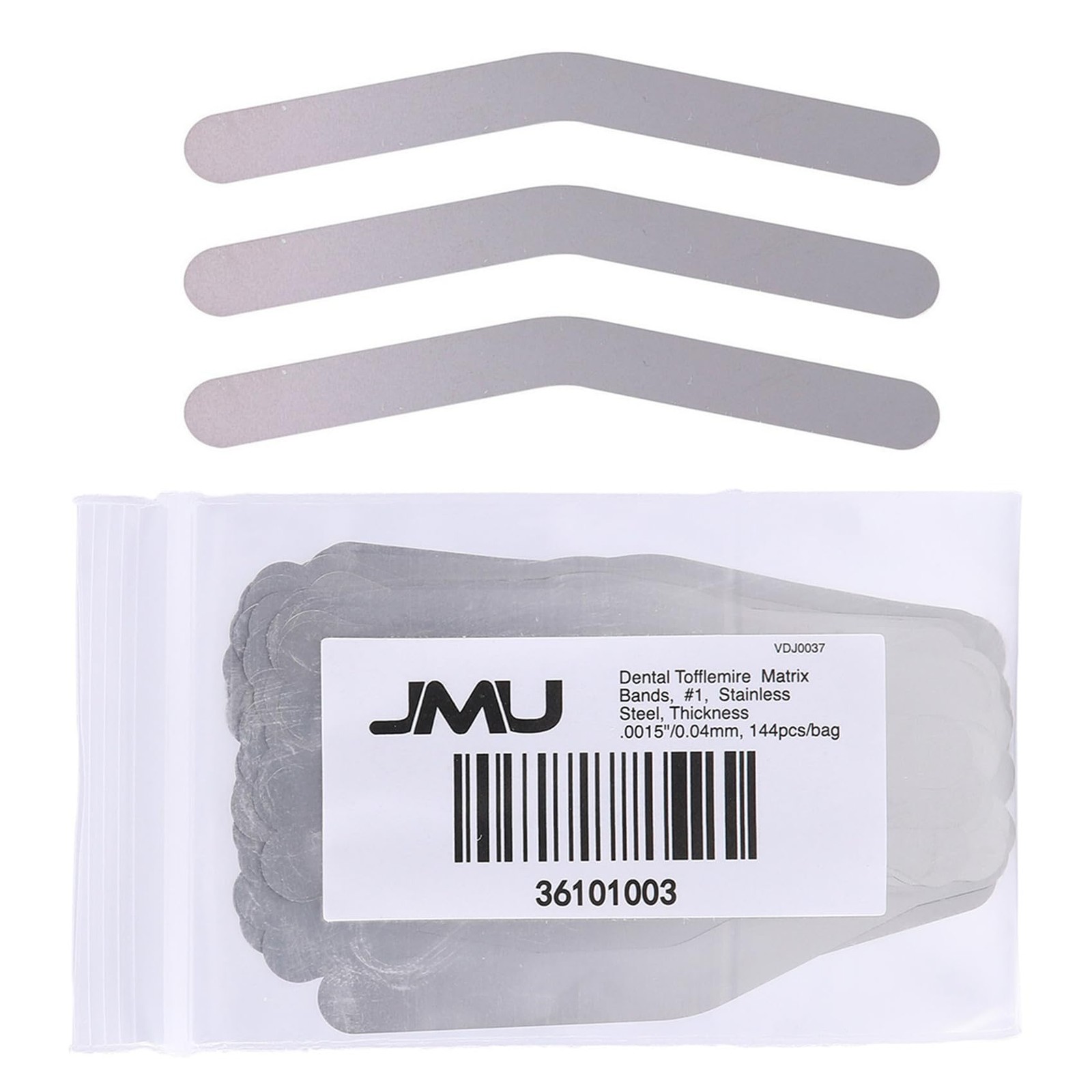 144 Pcs Dental Tofflemire Matrix Bands 1# Stainless Steel, Thickness .0015″/0…