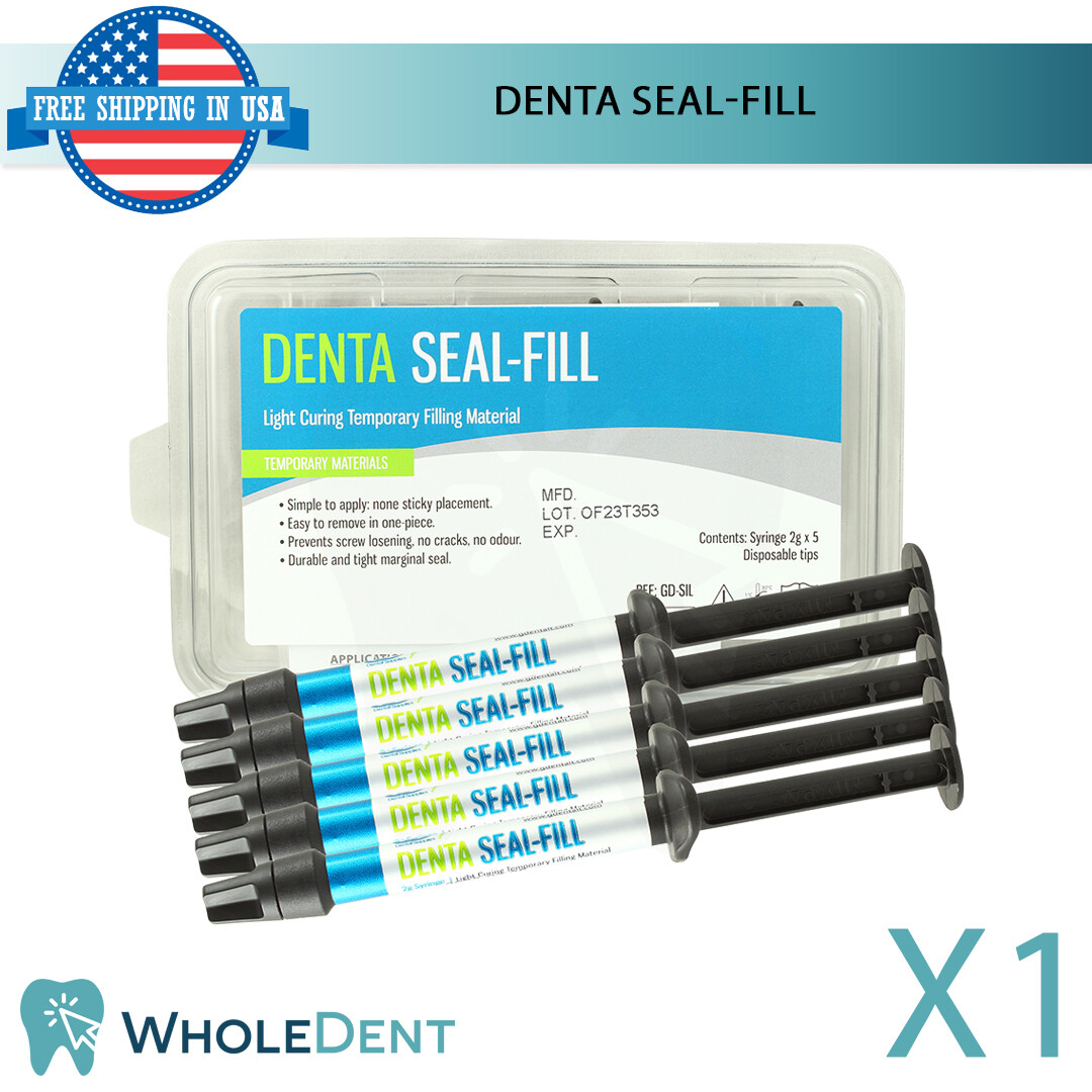 Denta Seal-Fill Temporary Dental Filling Material 5 Syringes Cavity Sealer 2g