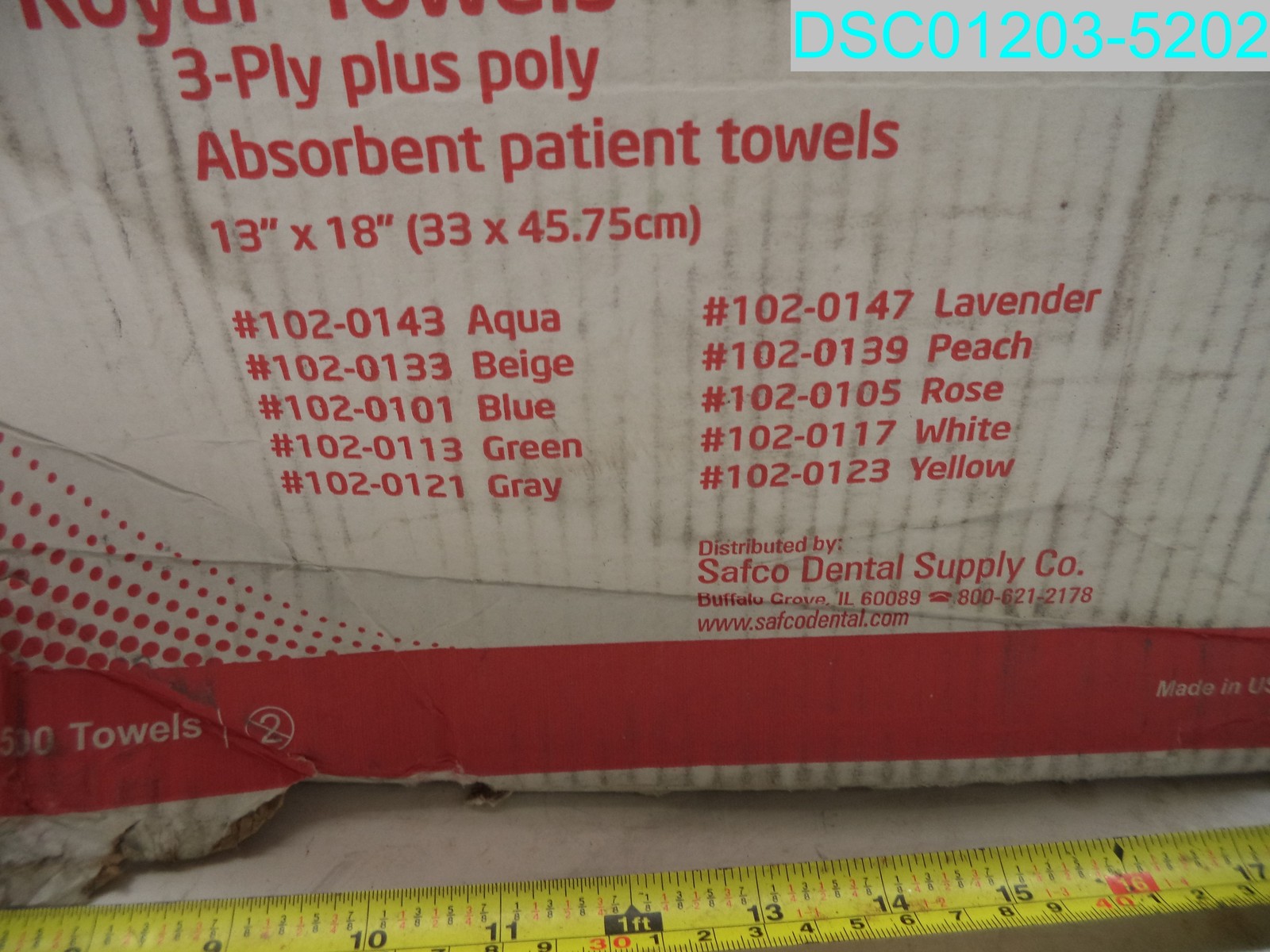 QTY=450: 102-0121 Gray Safco Royal 3-Ply Plus Poly Absorbent Patient Towels