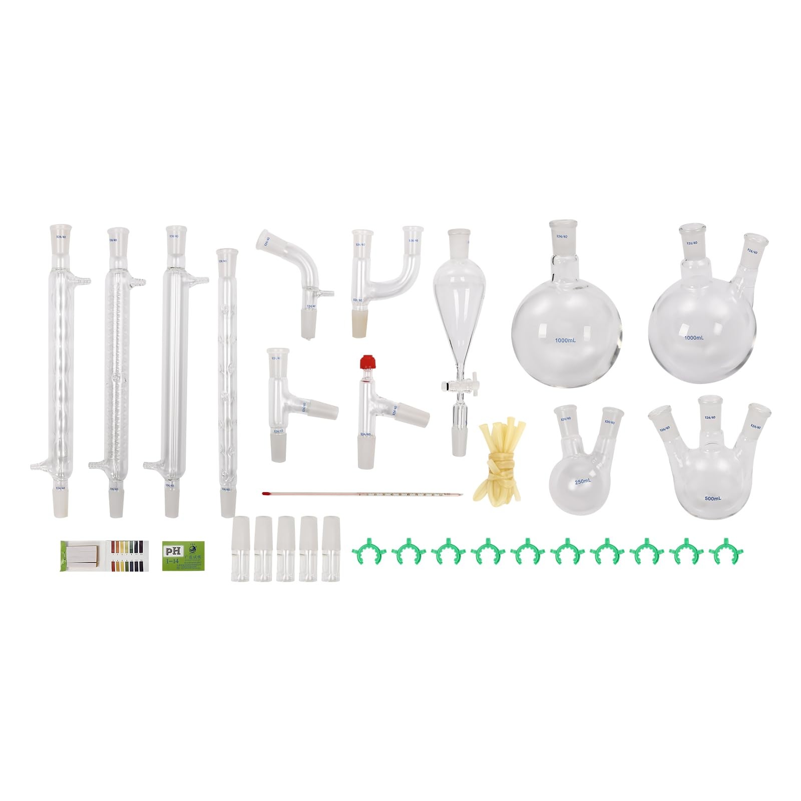 24/40 Joints Glass Organic Chemistry Lab Glassware Kit, 32PCS Lab Chemilcal Unit