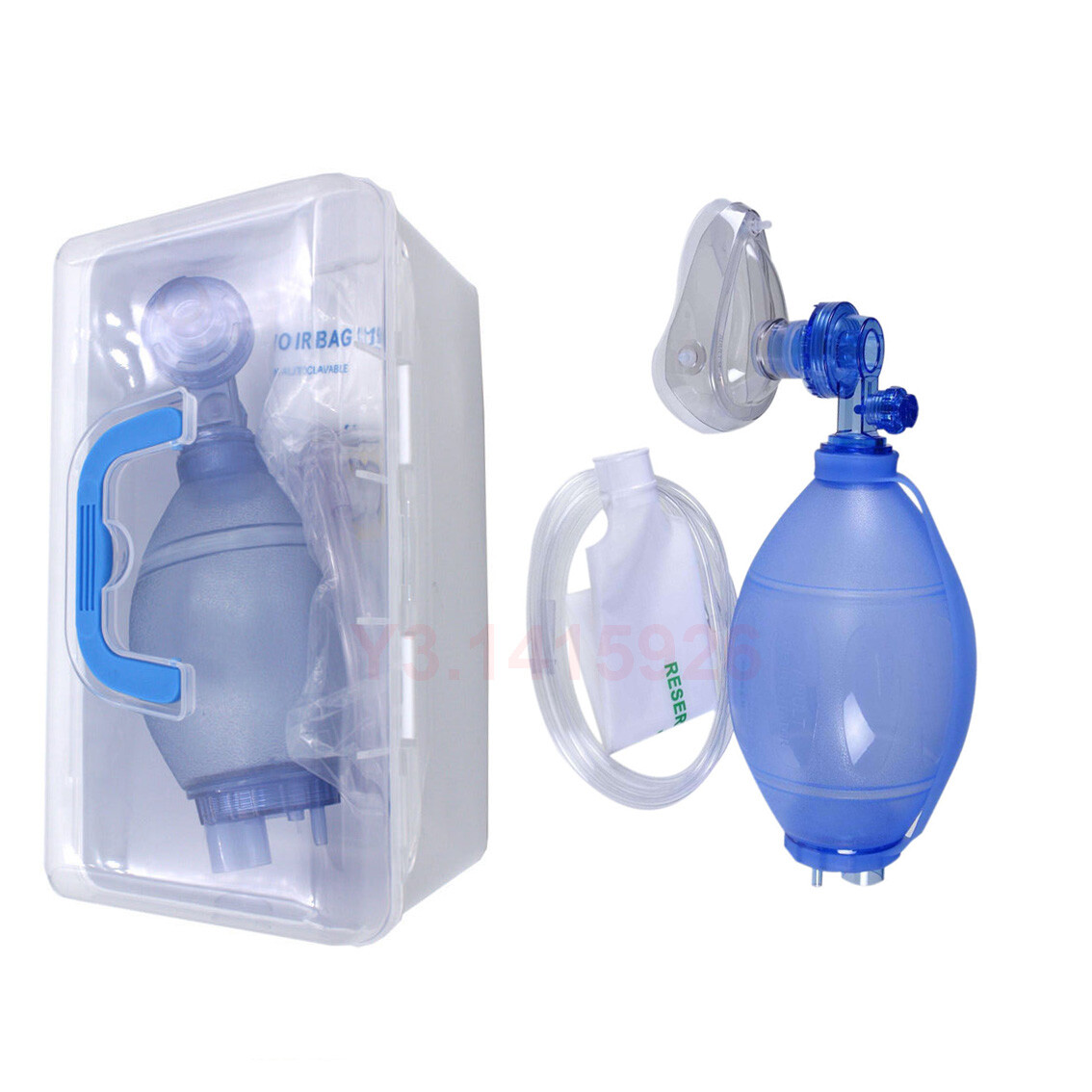 Medical PVC 100% Latex-Free Bag Valve Mask CPR Manual Resuscitator for Adult Use