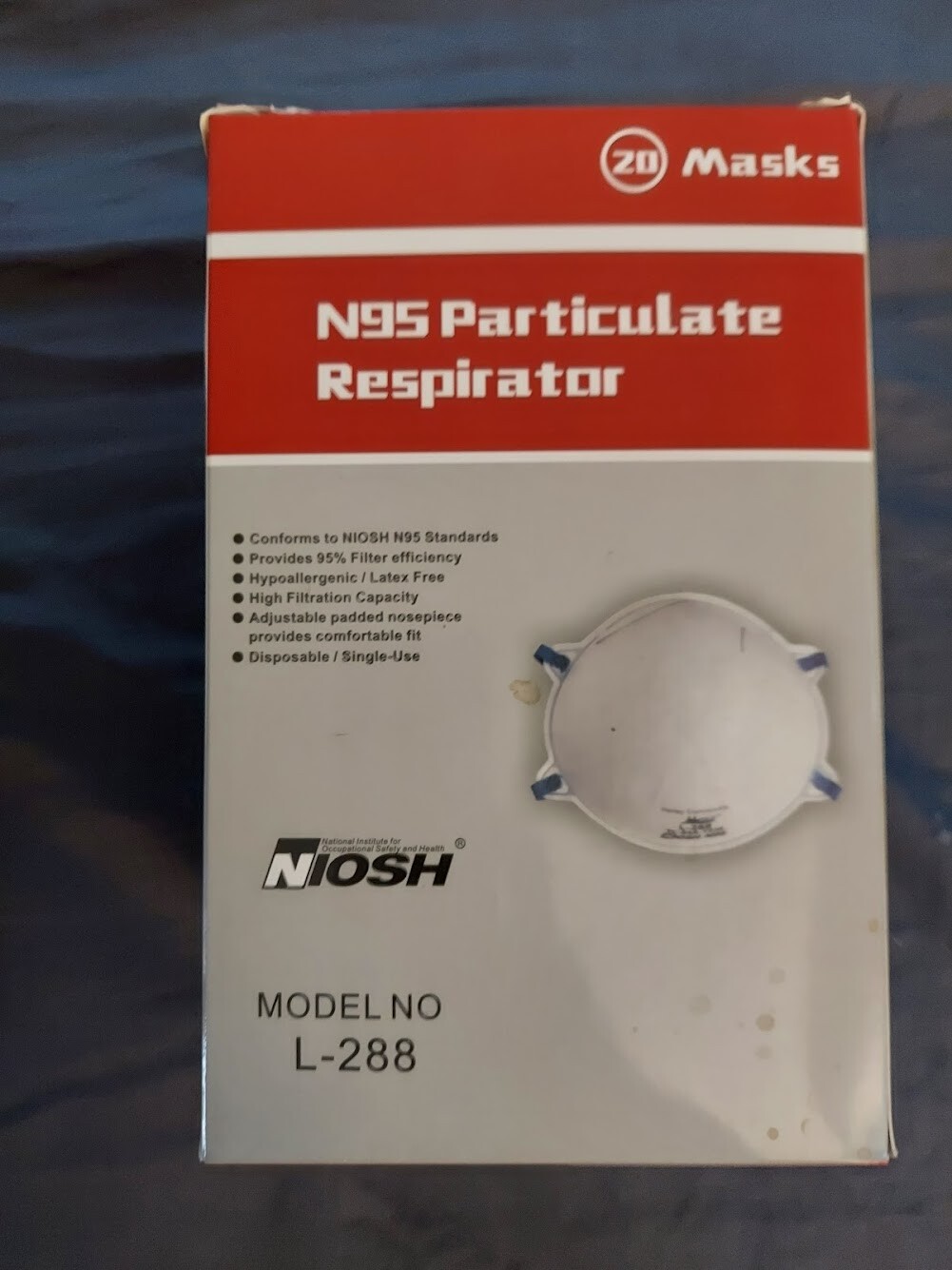 Harley L-288 N95 Niosh Approved Face Mask (1 box of 20 Masks)