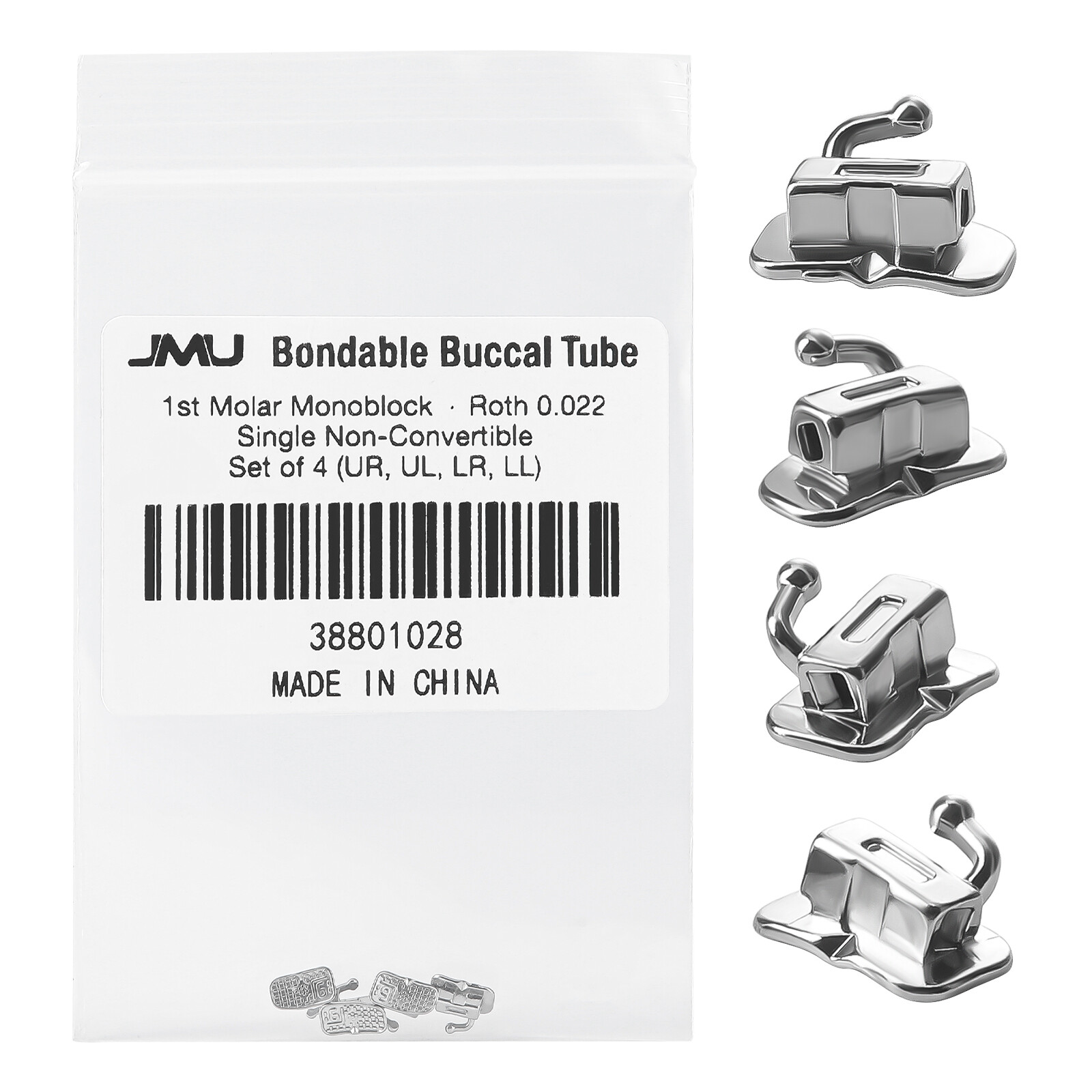 Dental Bondable 1st/ 2nd Molar Buccal Tubes MBT/Roth 0.022 Mesh Base