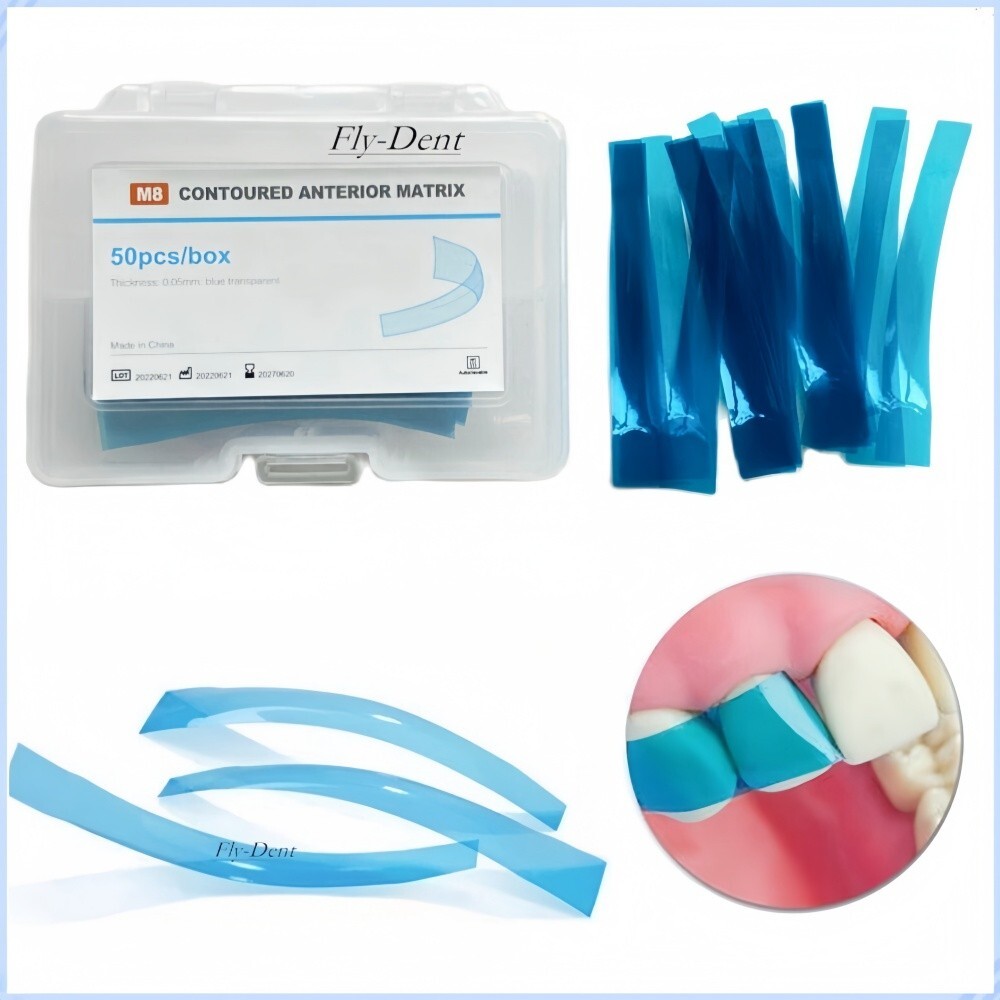 Dental M8 Contoured Anterior Matrix Restoration Matrices Polyester Blue Strip