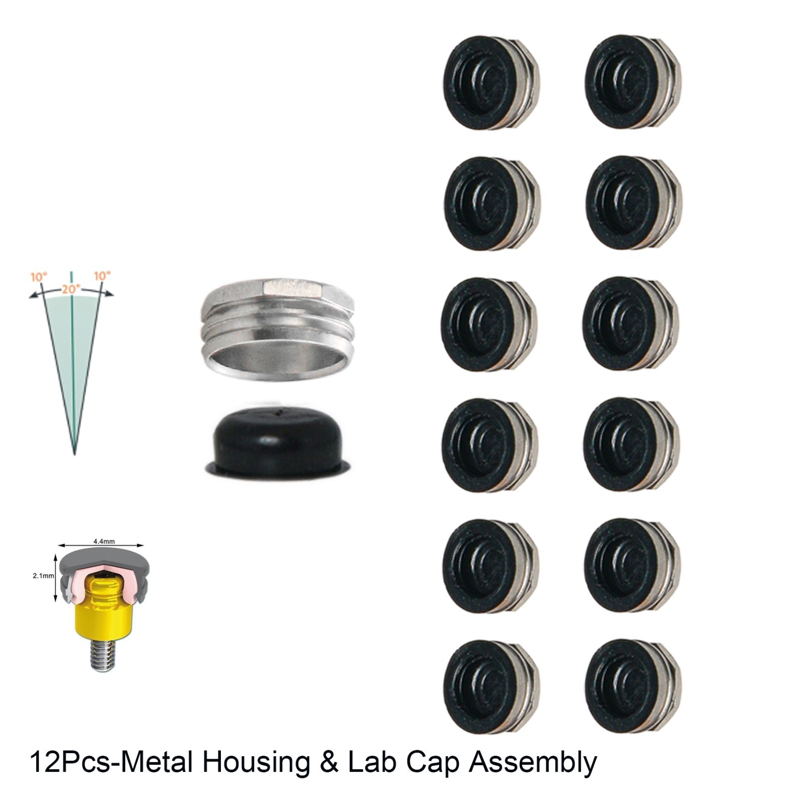 12Pcs US Dental Replacement Metal Housing & Black Lab Cap Assembly Zest Locator