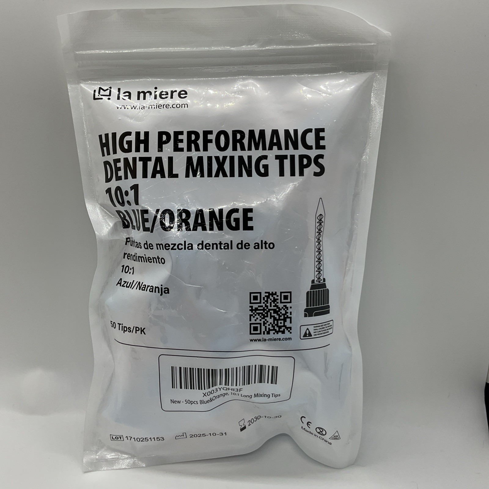 High Performance Dental Mixing Tips 10:1 Blue/Orange 50 Tips