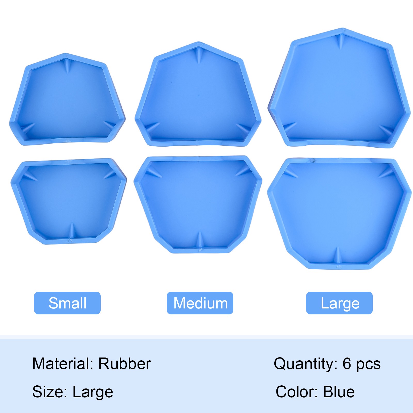 6pcs/1 Set Large/Medium/Small Lab Model Former Base Molds with Notches Red USA