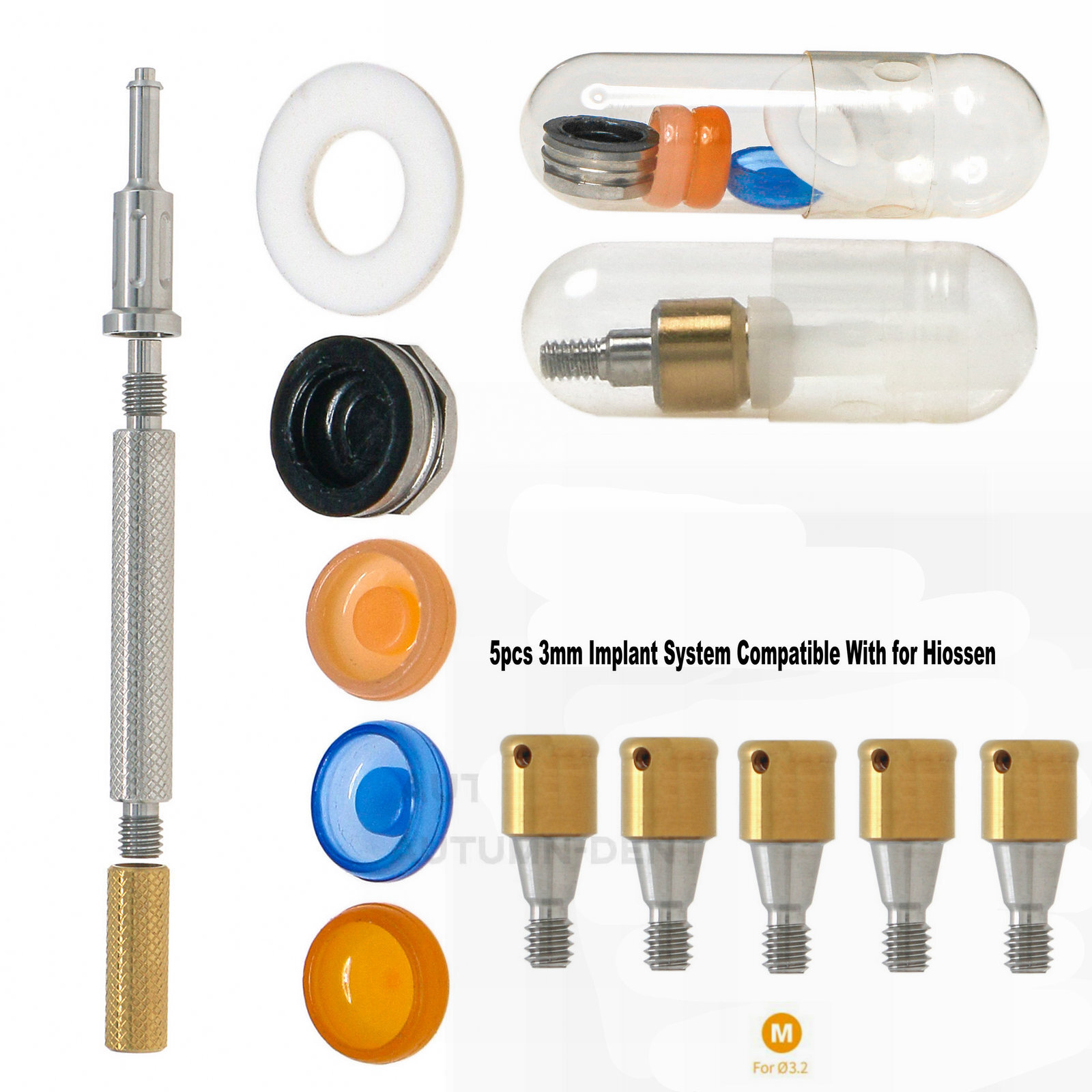 Dental Mini Ø3.2 Regular Attachment Abutments Male Caps for Hiossen 3/4/5mm