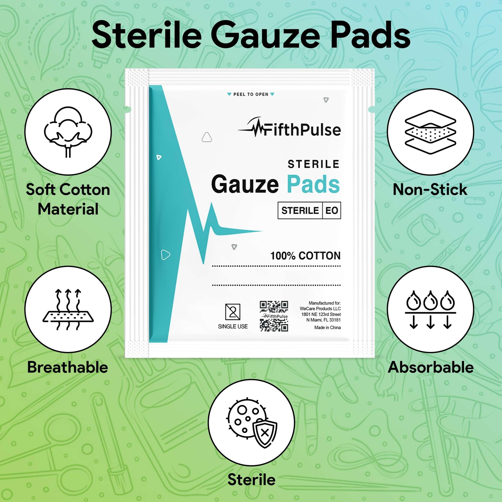 2×2 Gauze Pads, Sterile, and Individually Wrapped – 50 Pieces of Non